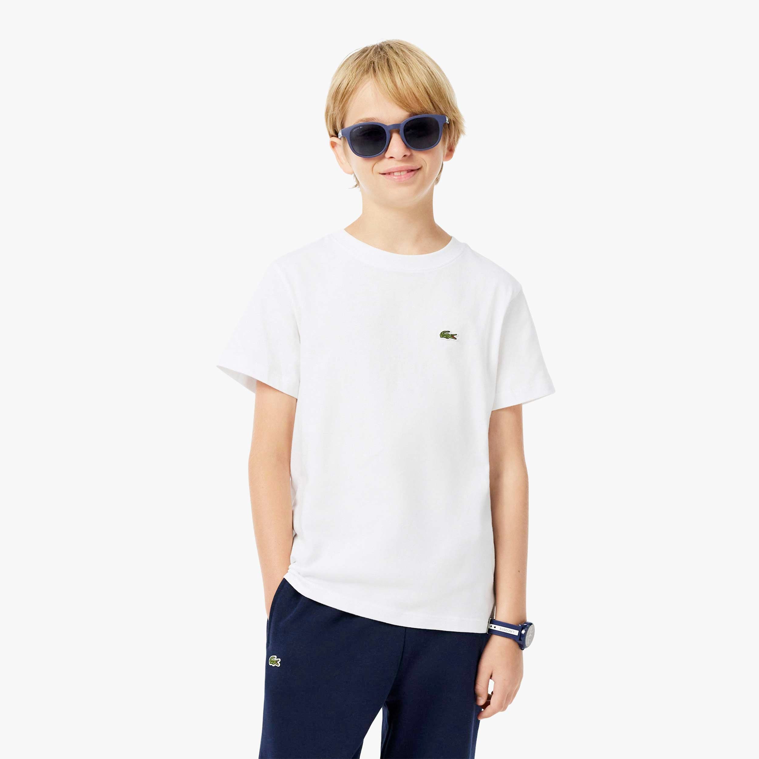 T-shirt Bianca a Manica Corta per Ragazzi Firmata LACOSTE