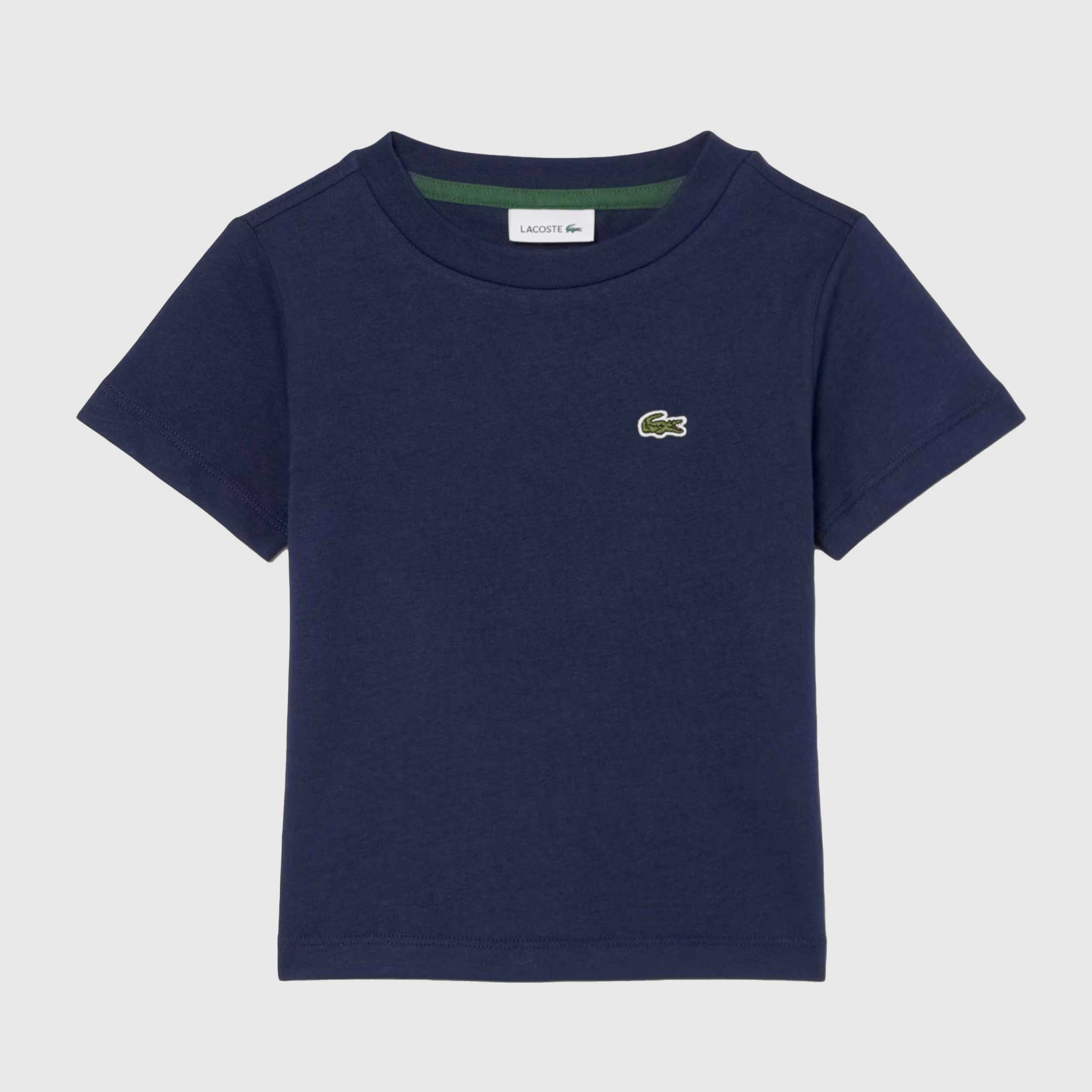T-shirt Blu con Iconico Coccodrillo Firmata LACOSTE