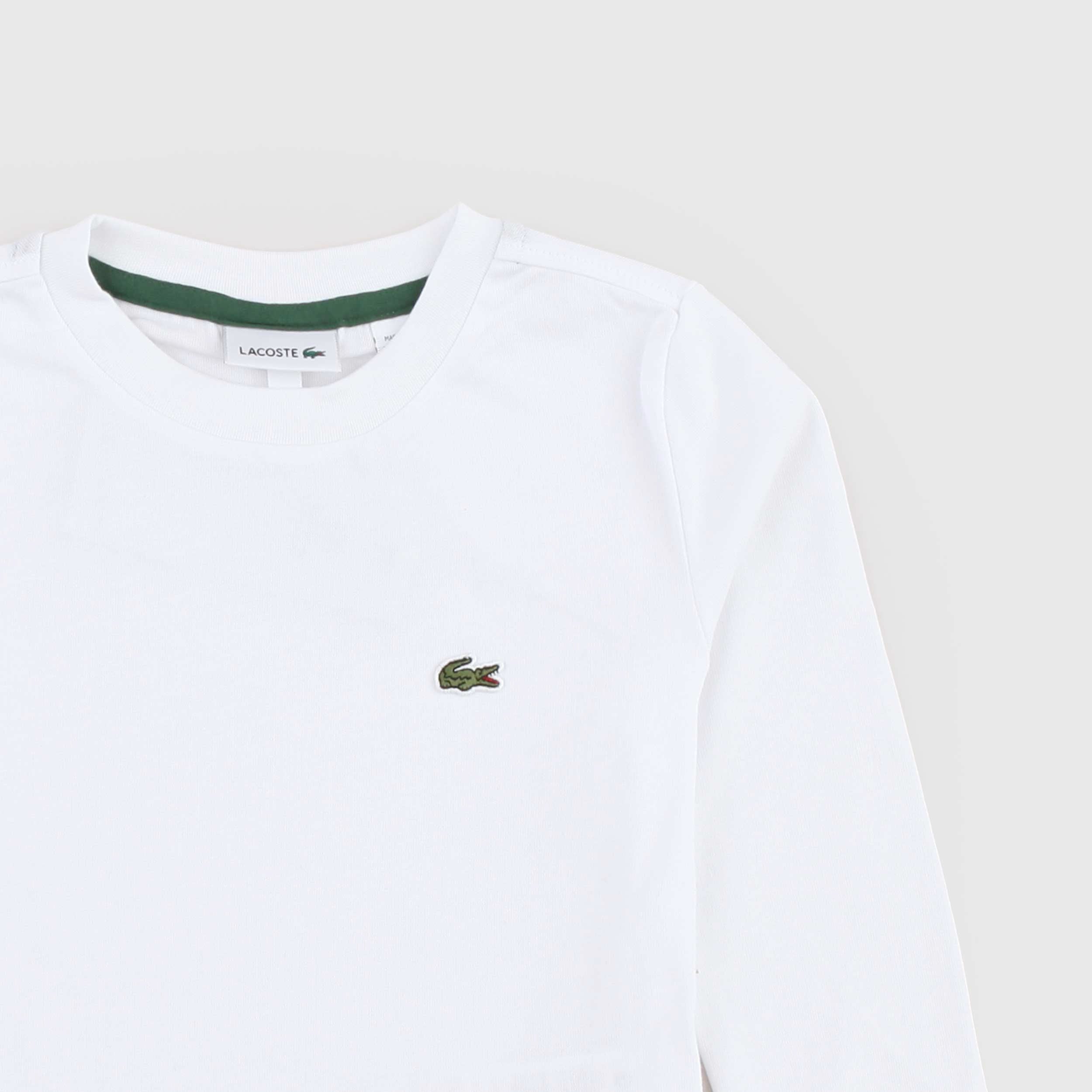 T-shirt Bianca a Manica Lunga per Ragazzi by LACOSTE