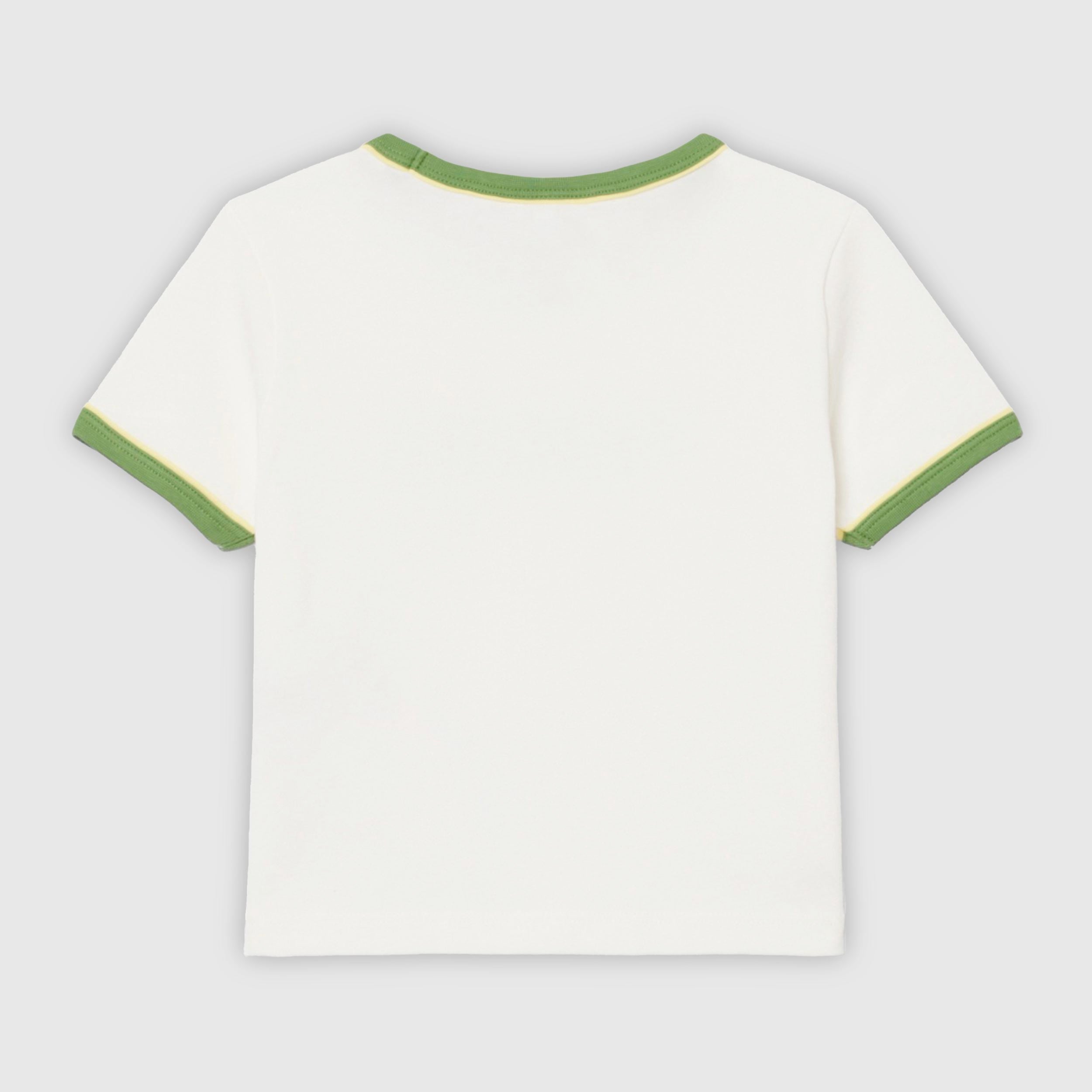 T-Shirt Bianca con Inserti Verdi Firmata LACOSTE