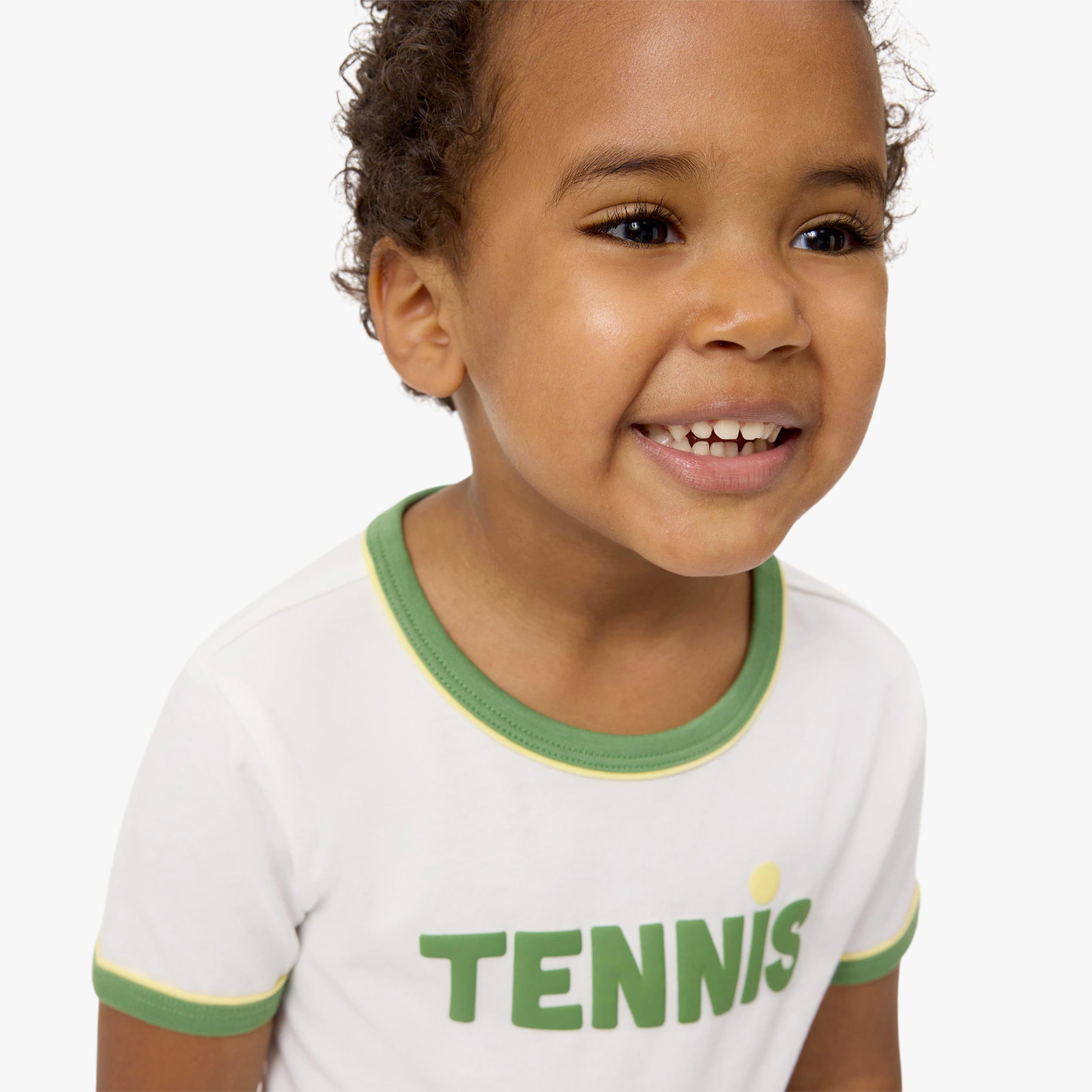 T-Shirt Bianca da Bambino con Orli Verdi Firmata LACOSTE