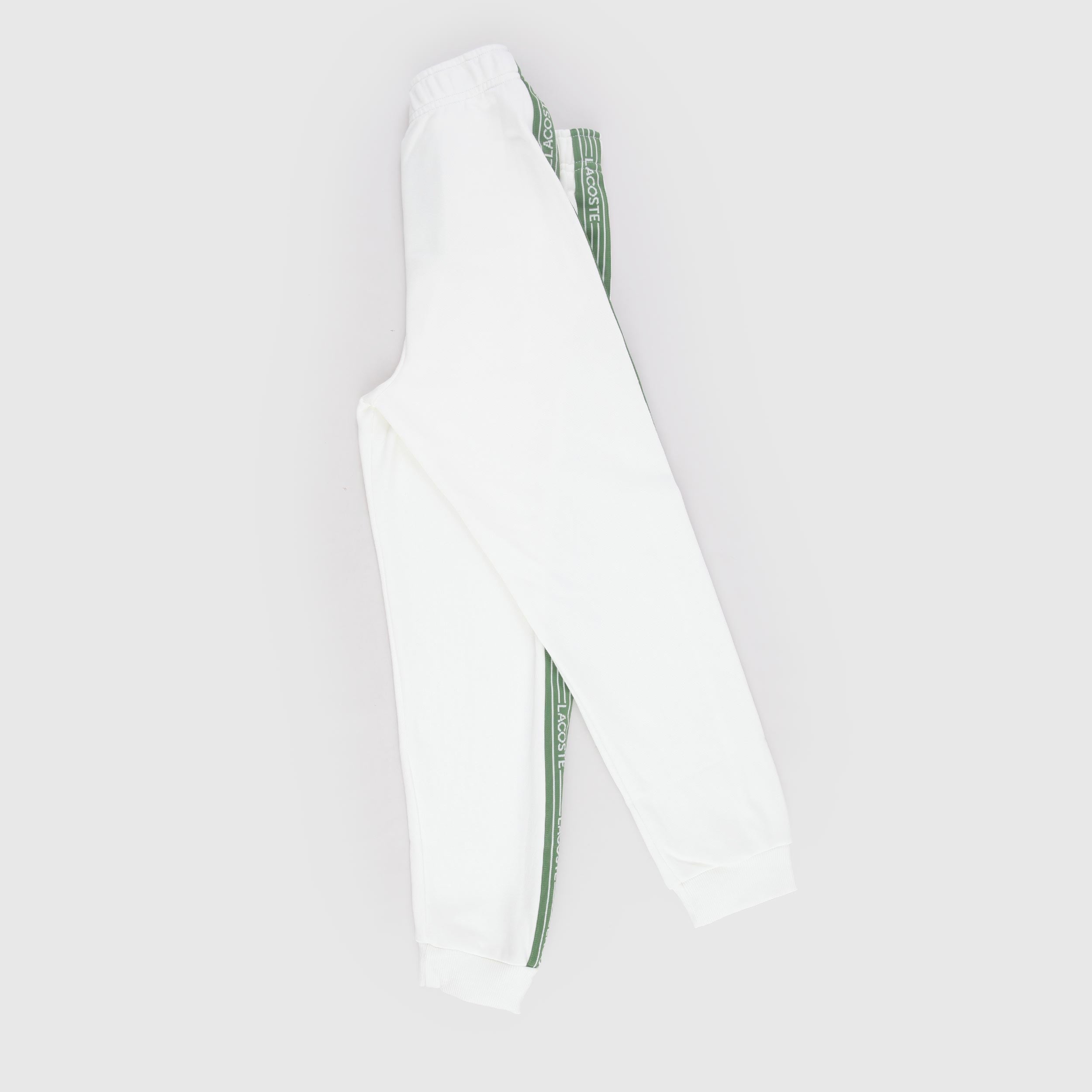 Pantalone Bianco con Targhetta Verde Firmato LACOSTE