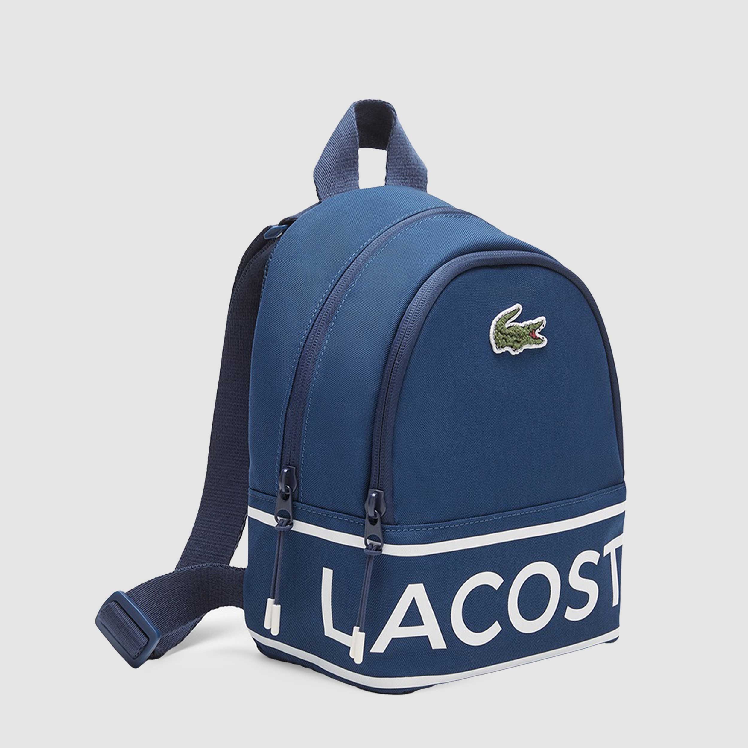Zaino Azzurro con Stampa Iconica Firmato LACOSTE
