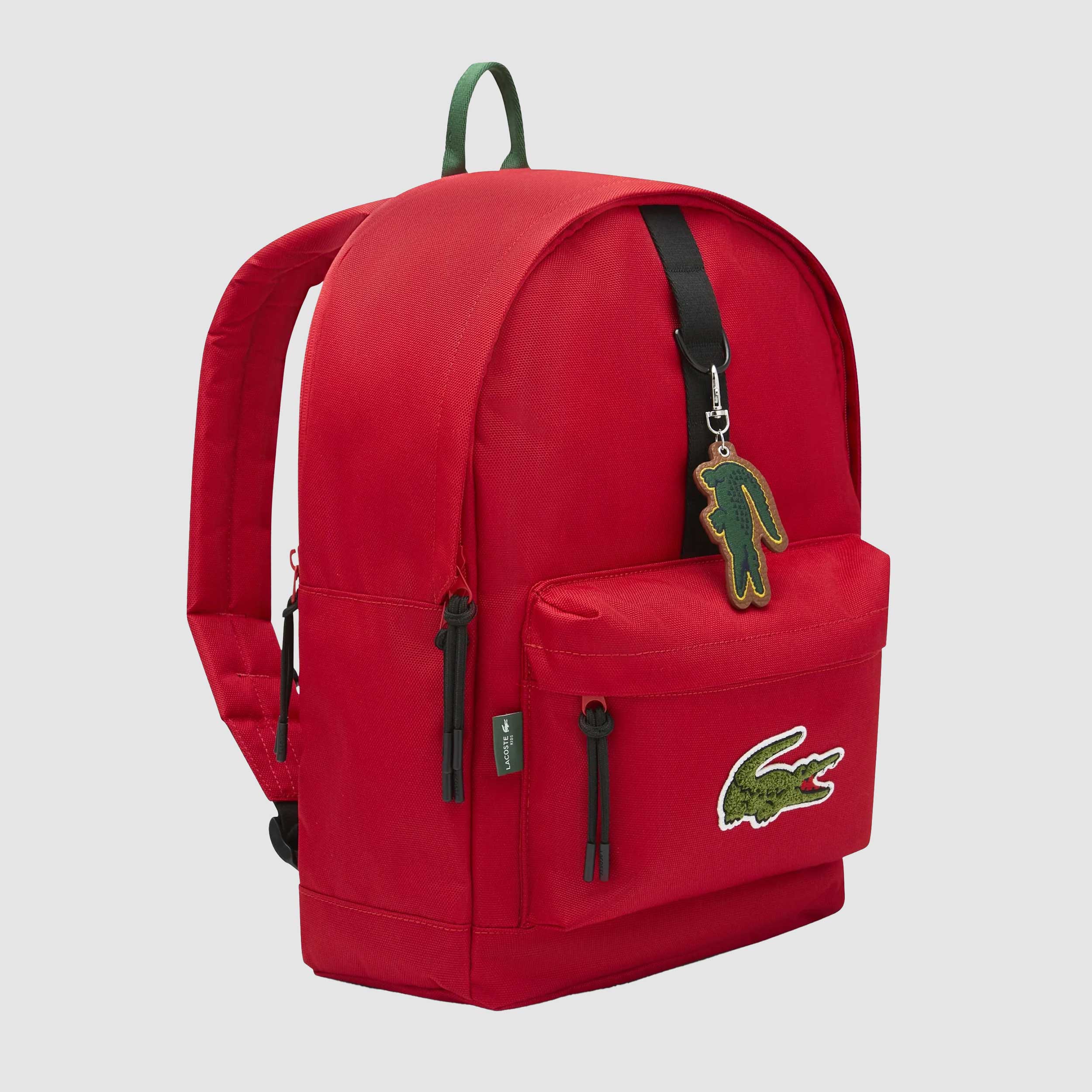 Zaino Rosso con Coccodrillo Ricamato Firmato LACOSTE