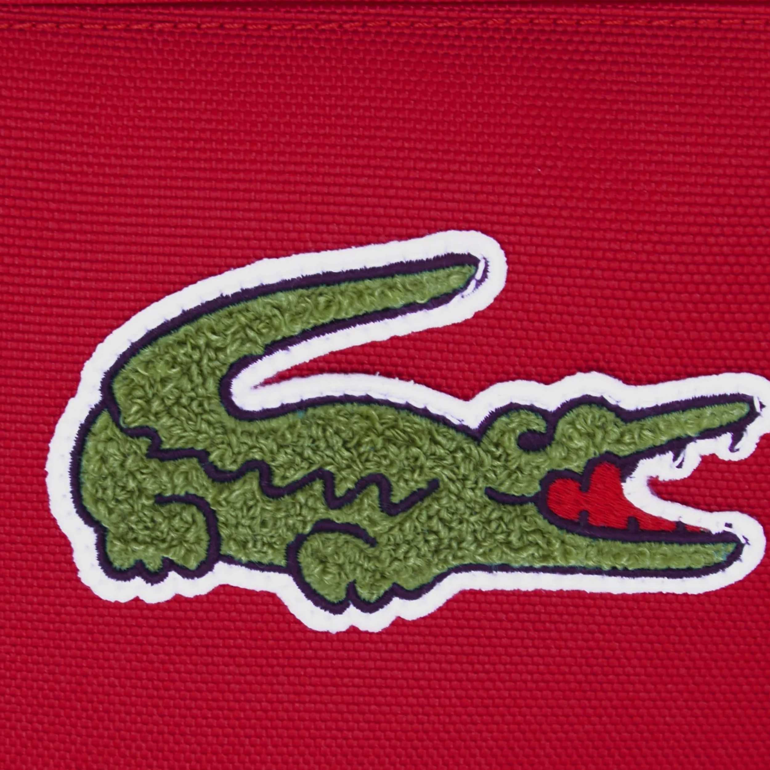 Zaino Rosso con Coccodrillo Ricamato Firmato LACOSTE