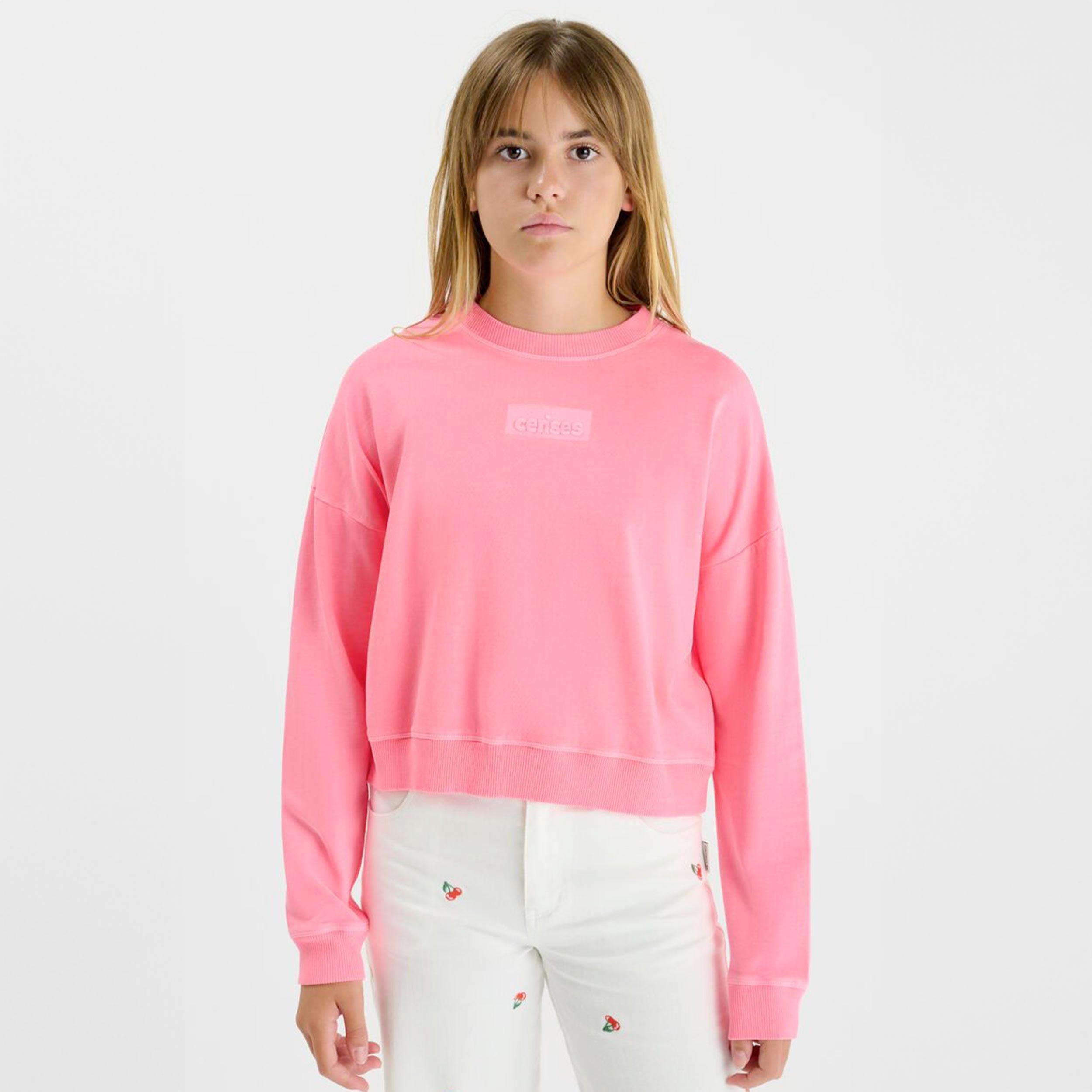 T-shirt Rosa Fluo con Stampa Firmata LE TEMPS DE CERISES