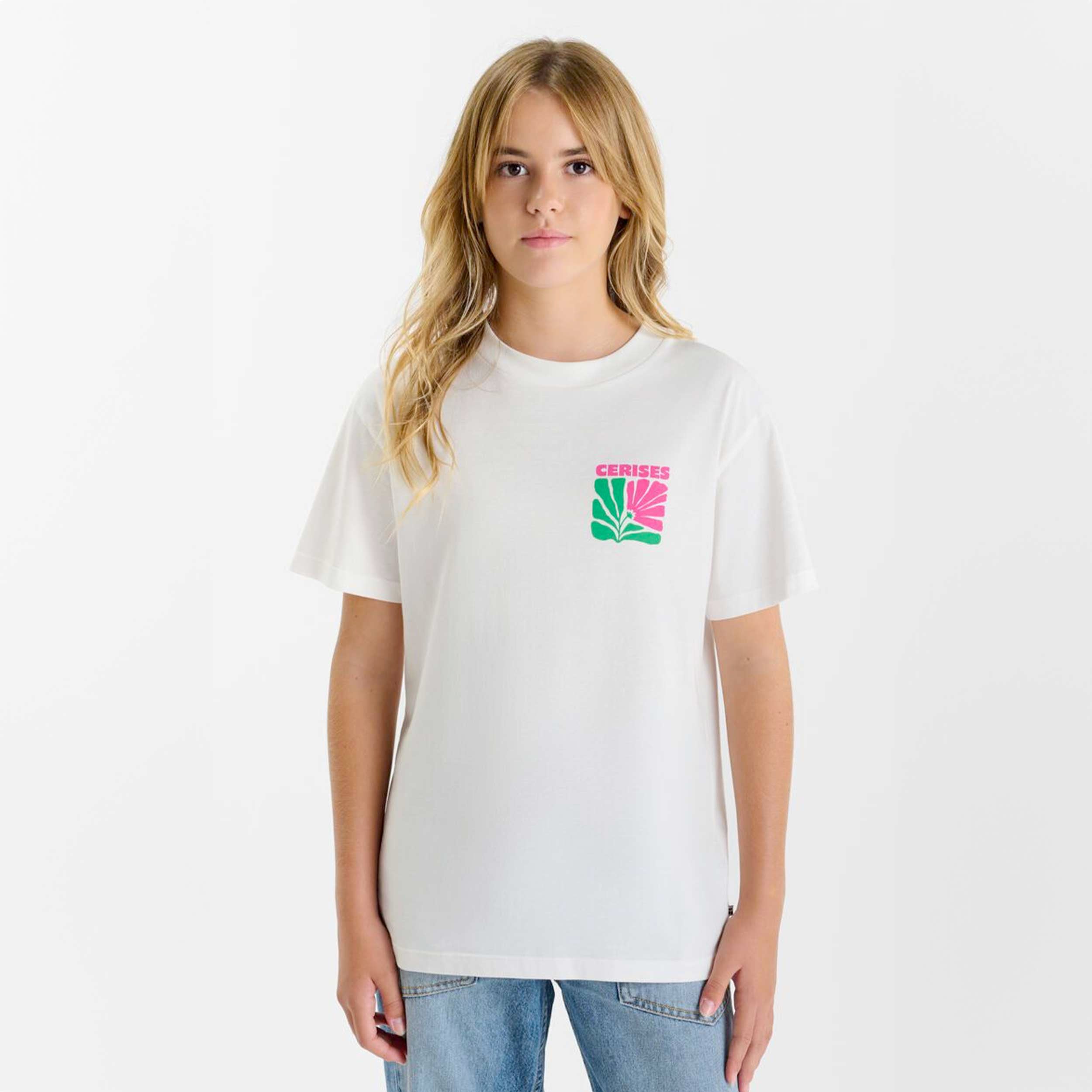 White T-shirt with iconic crest signed LE TEMPS DES CERISES