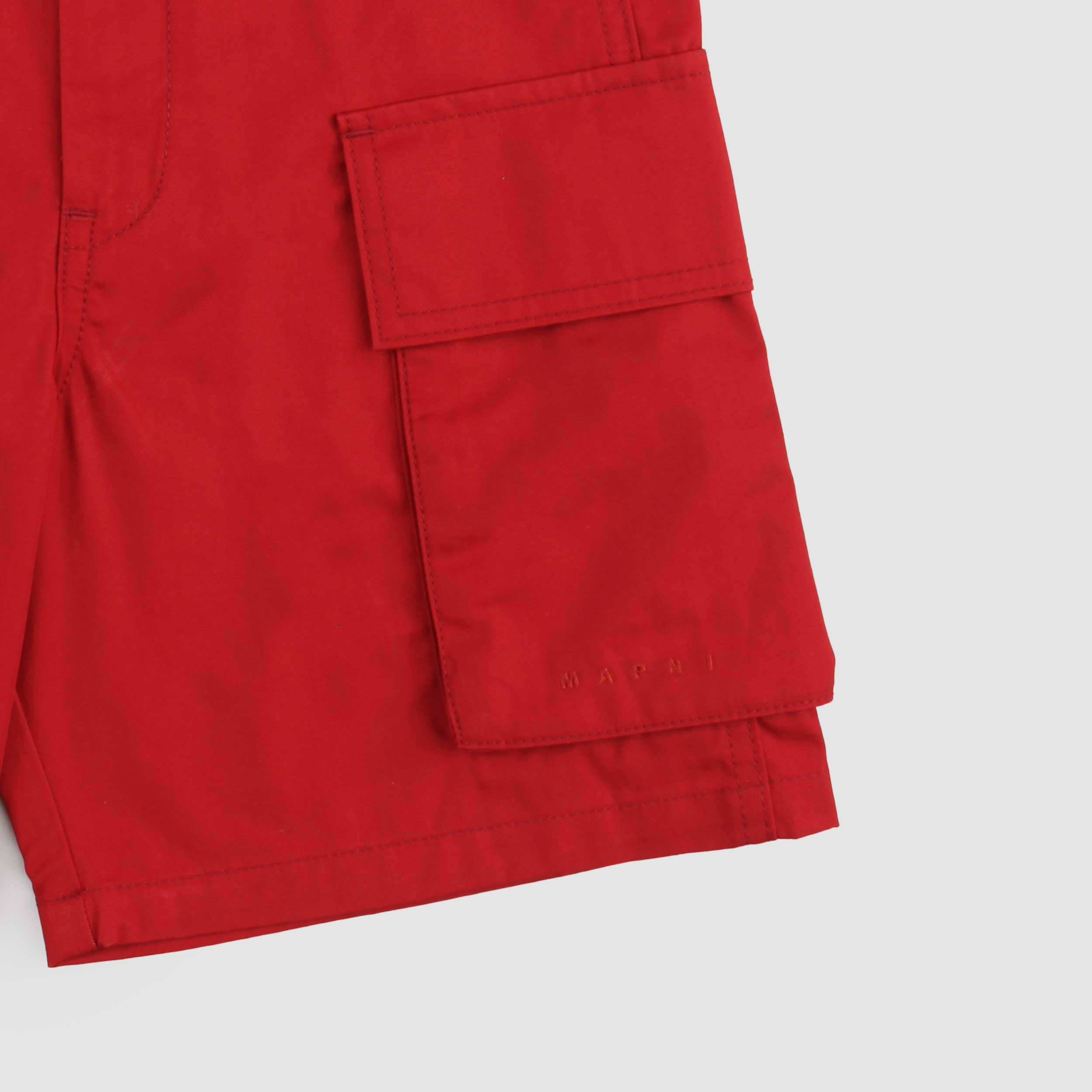 Red Bermuda Shorts with Drawstring Waist by MARNI