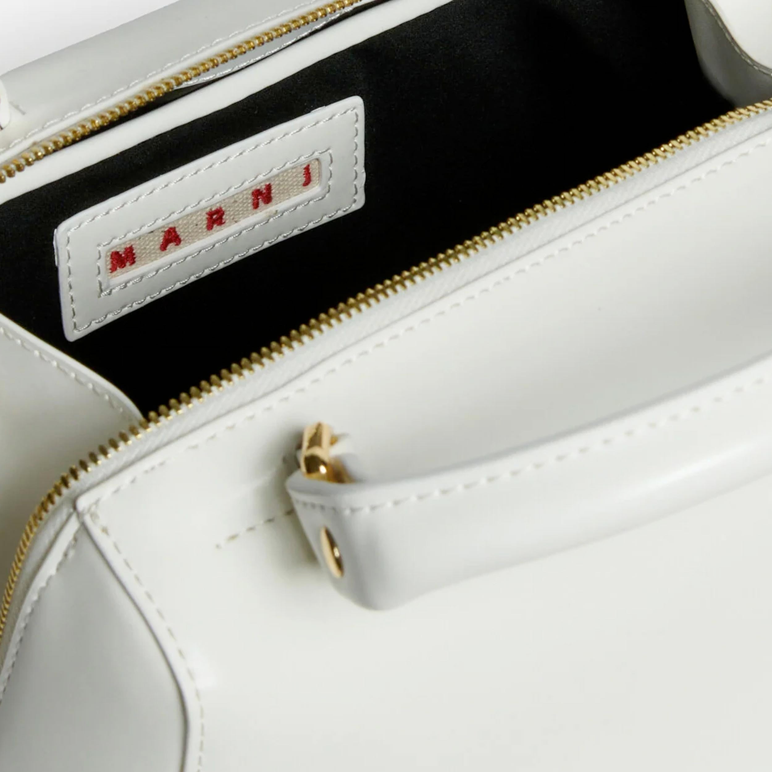 Borsa School Bag Bianca in Tessuto Spalmato Firmata MARNI