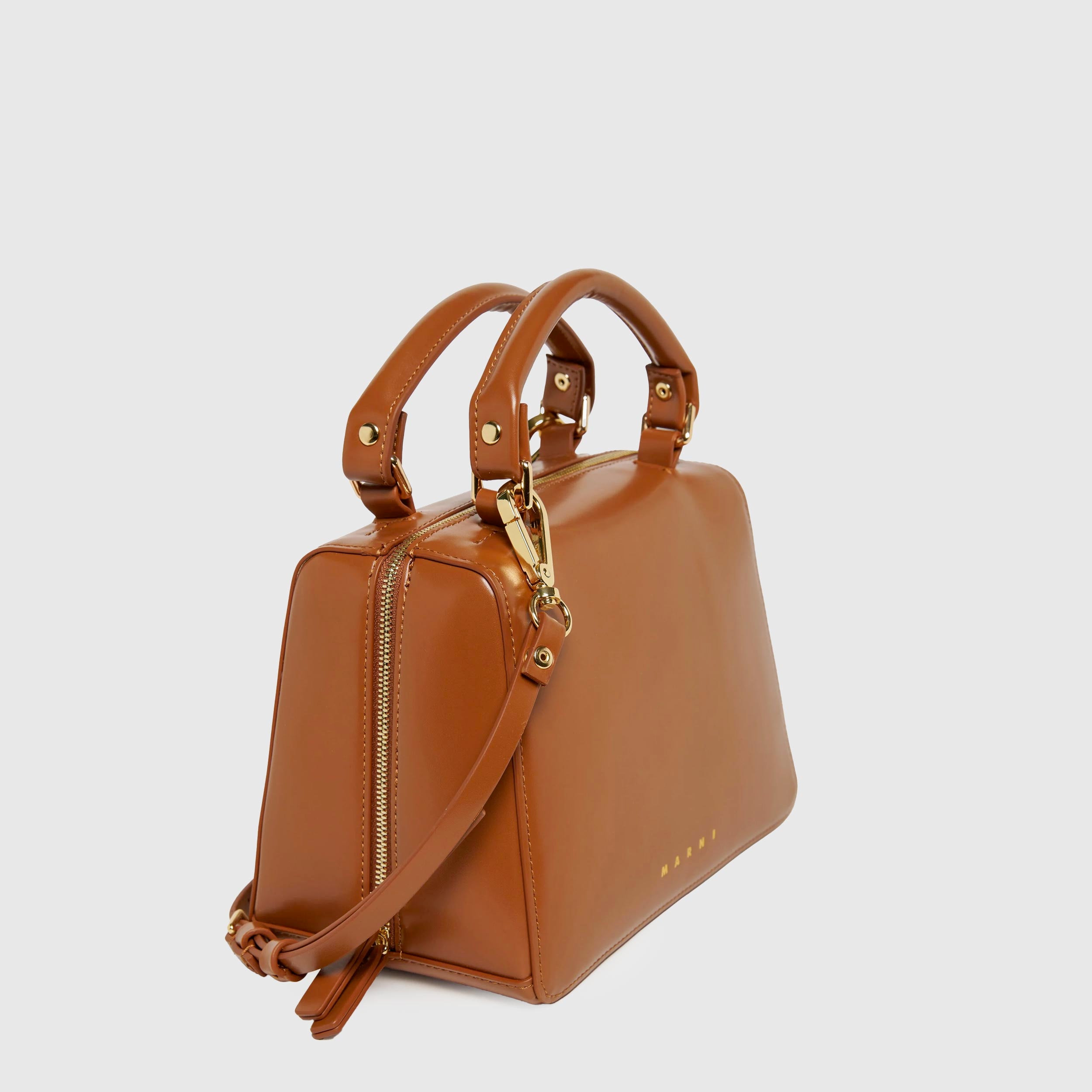 Borsa School Bag Marrone in Tessuto Spalmato Firmata MARNI