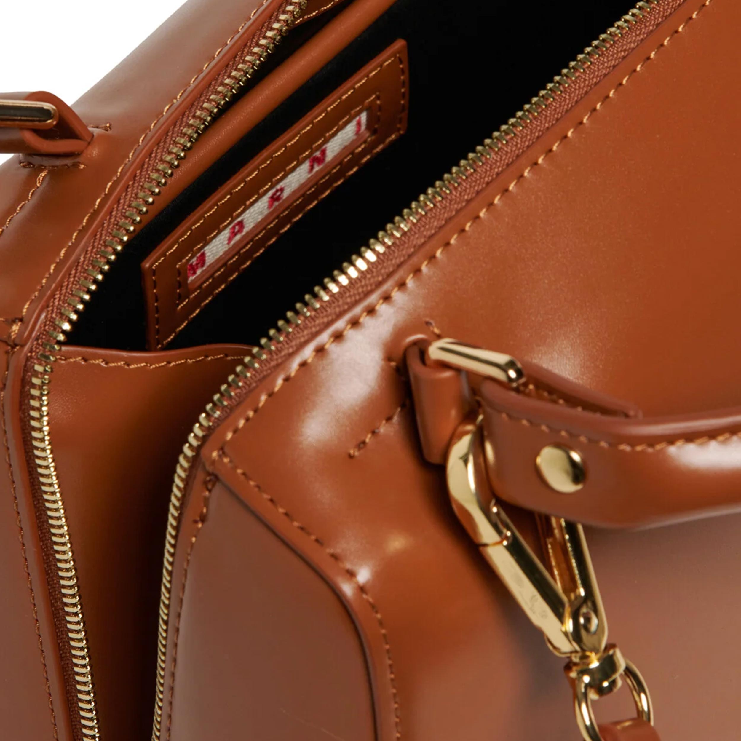 Borsa School Bag Marrone in Tessuto Spalmato Firmata MARNI