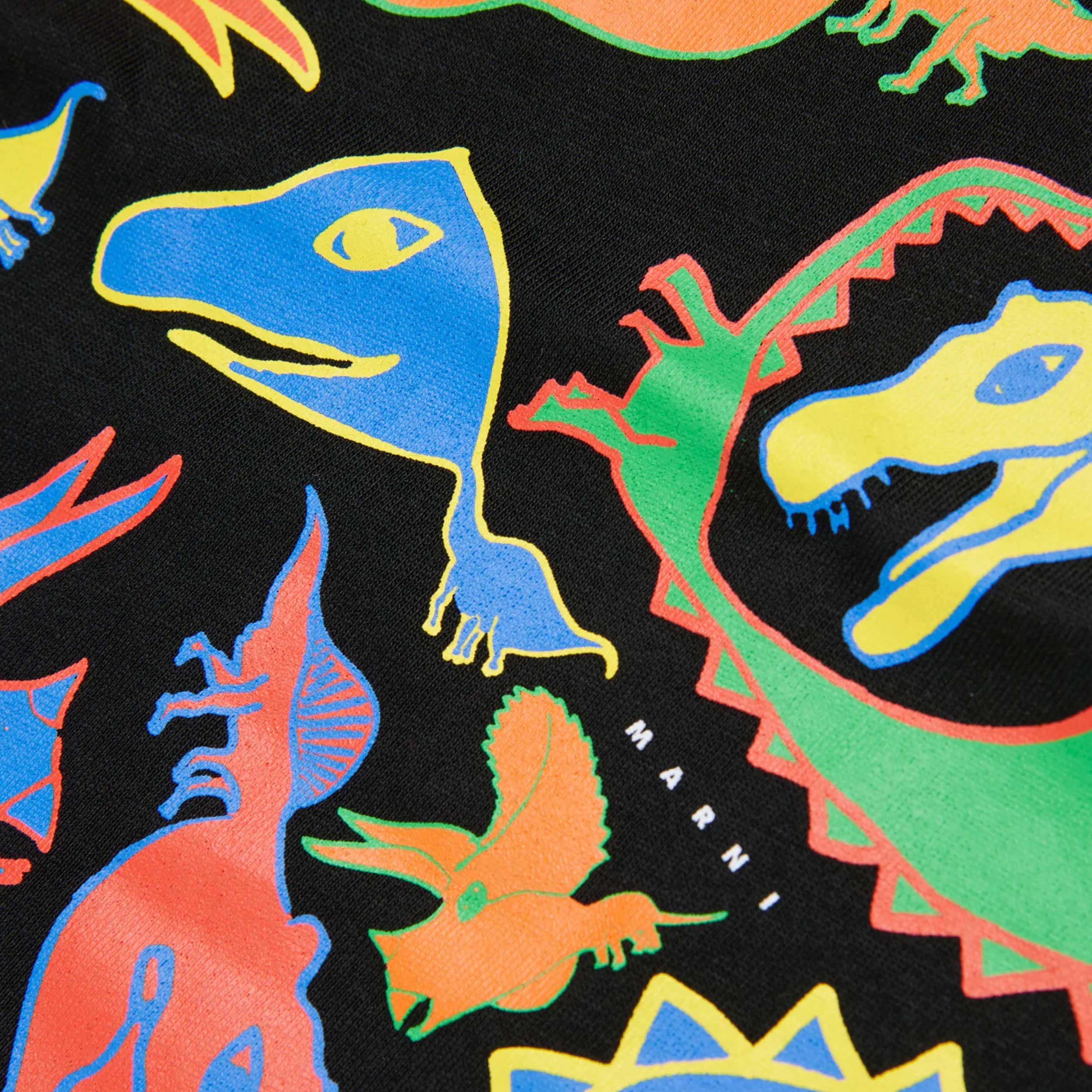 T-shirt Nera con Stampa Dinosauri Firmata MARNI