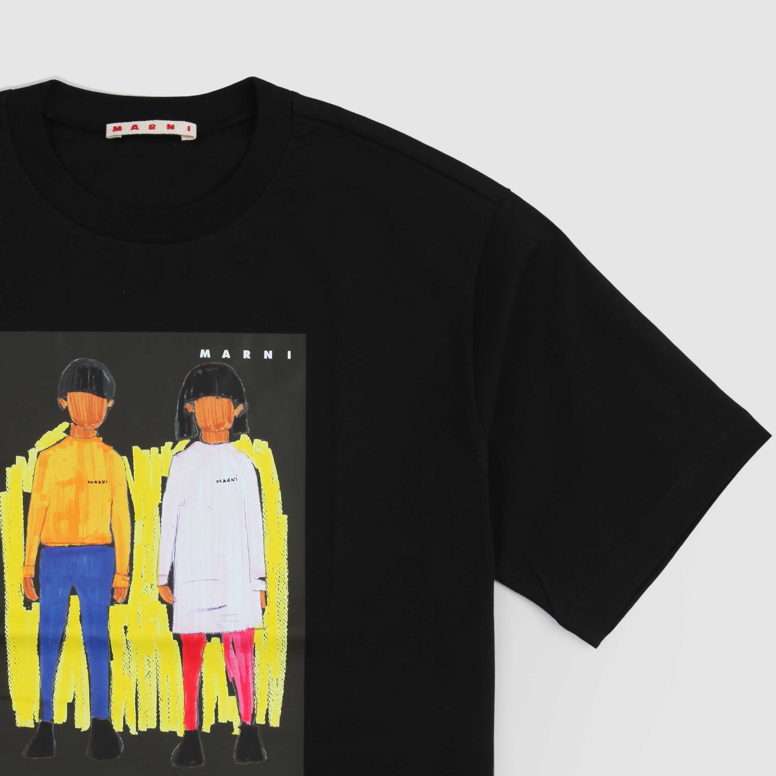 T-shirt Girocollo Nera Con Stampa Firmata MARNI