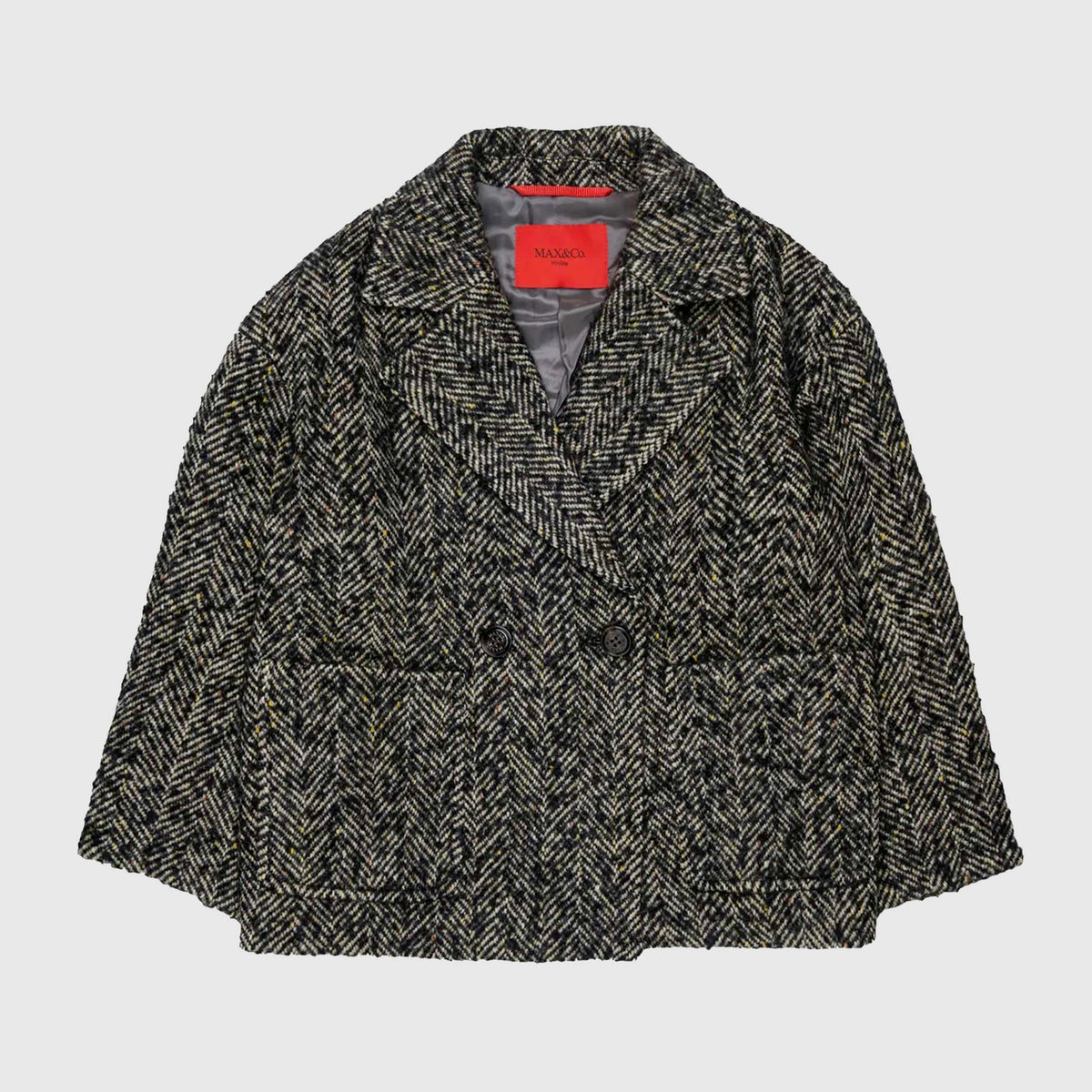 Double-breasted Black and Beige Jacket for Girl by MAX AND CO
