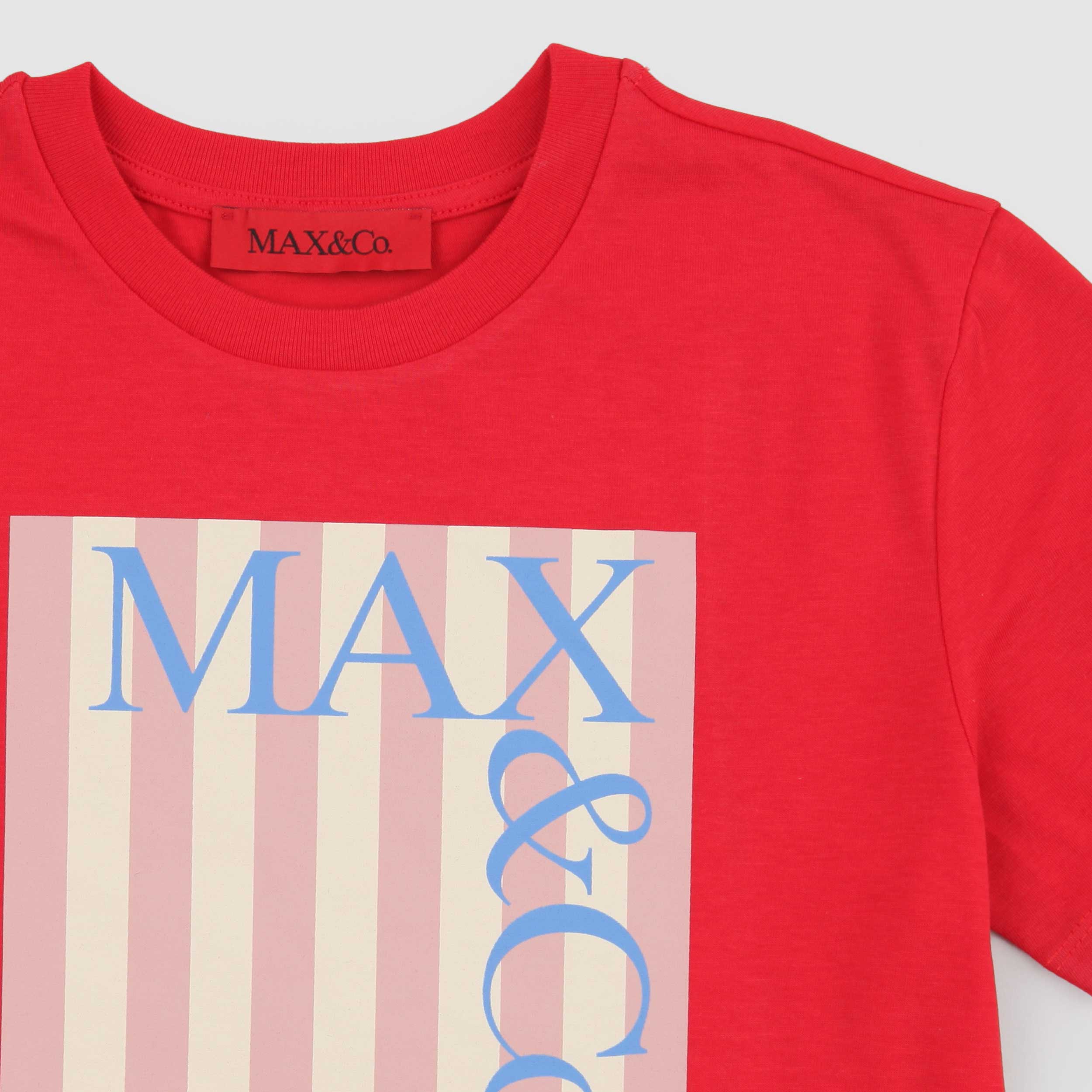 T-shirt Rossa con Stampa sul Davanti Firmata MAX AND CO