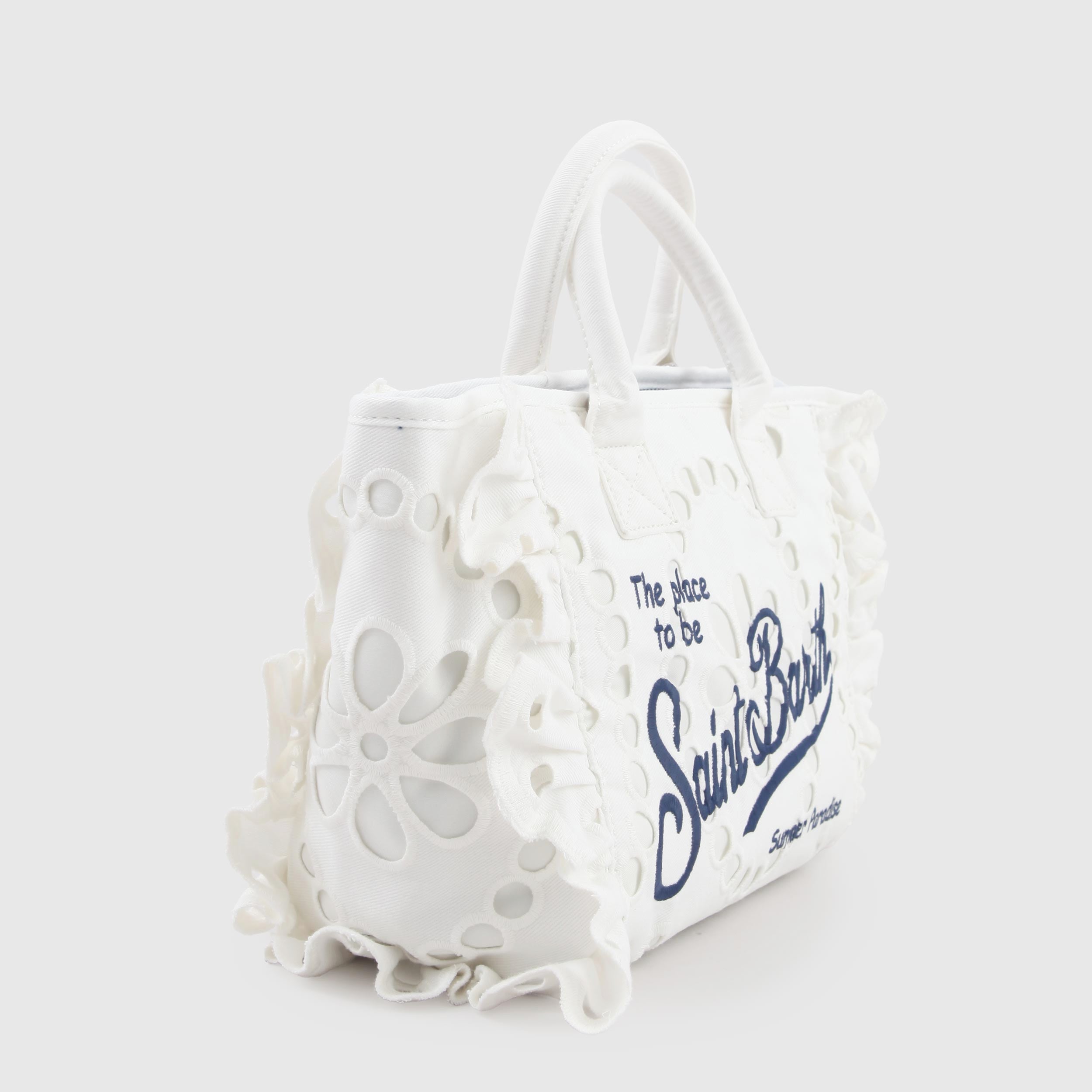 Borsa Bianco Colette in Tessuto Sangallo Firmata MC2 SAINT BARTH