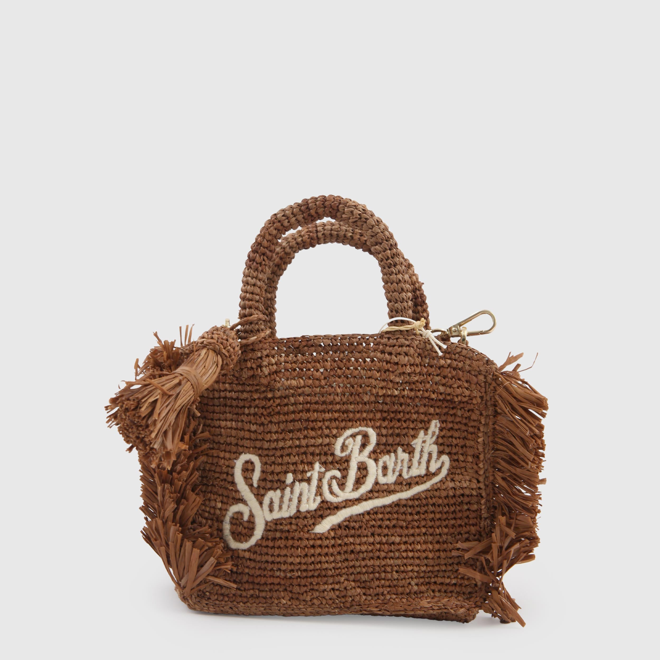Borsa Vanity Marrone in Raffia con Logo Firmata MC2 SAINT BARTH