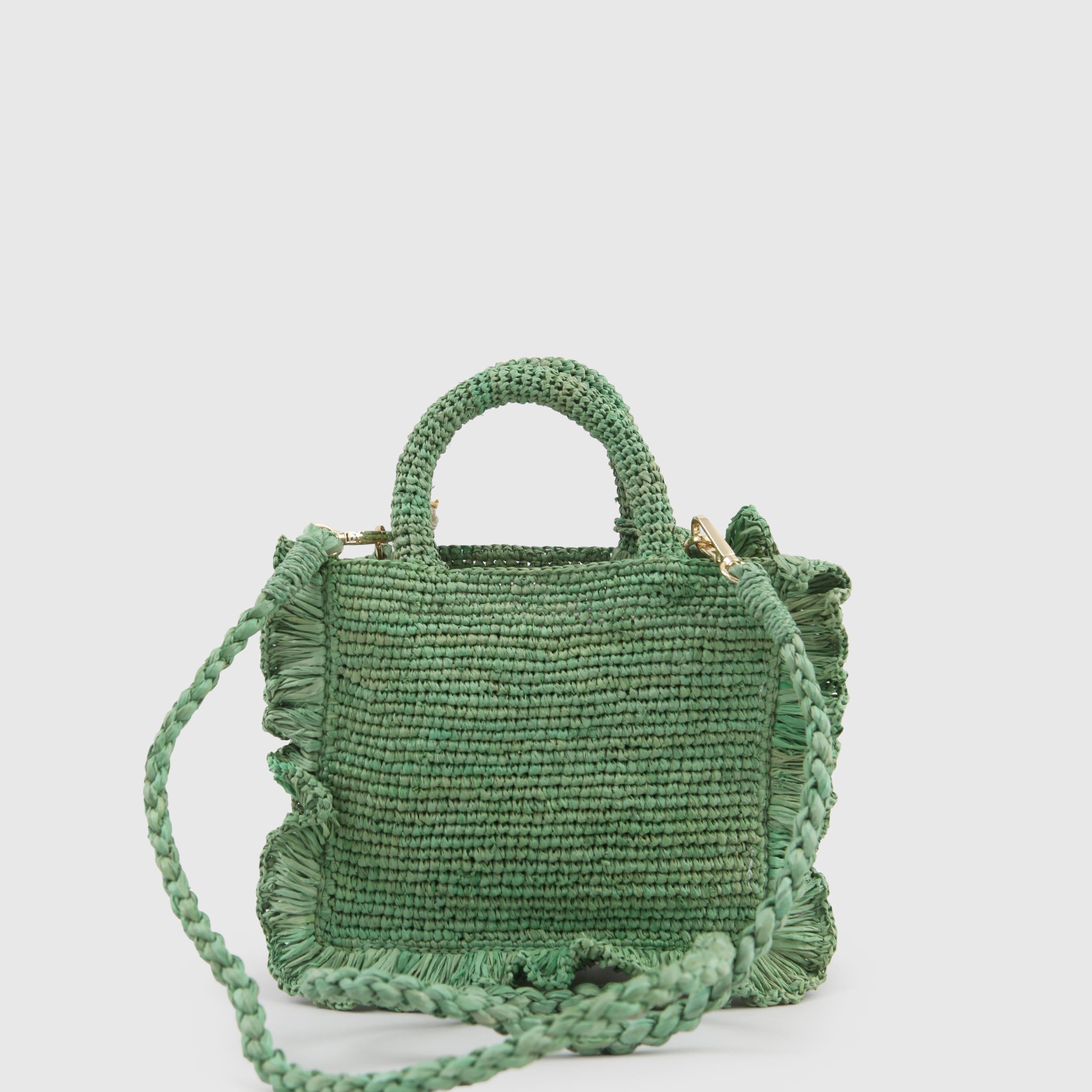 Green Raffia Bag with Ruffles by MC2 SAINT BARTH