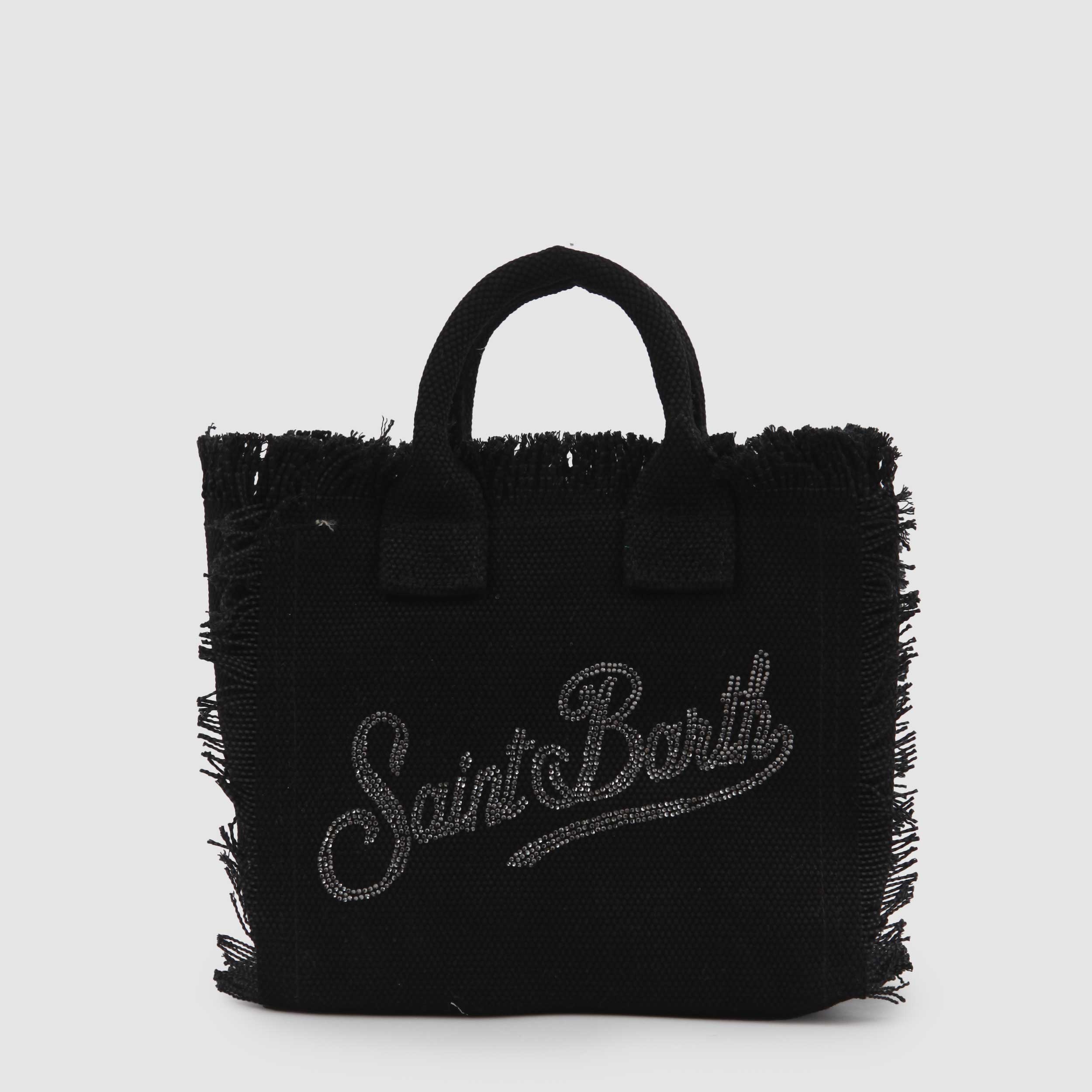 Borsa Vanity Mini Nera in Canvas con Strass Firmata MC2 SAINT BARTH