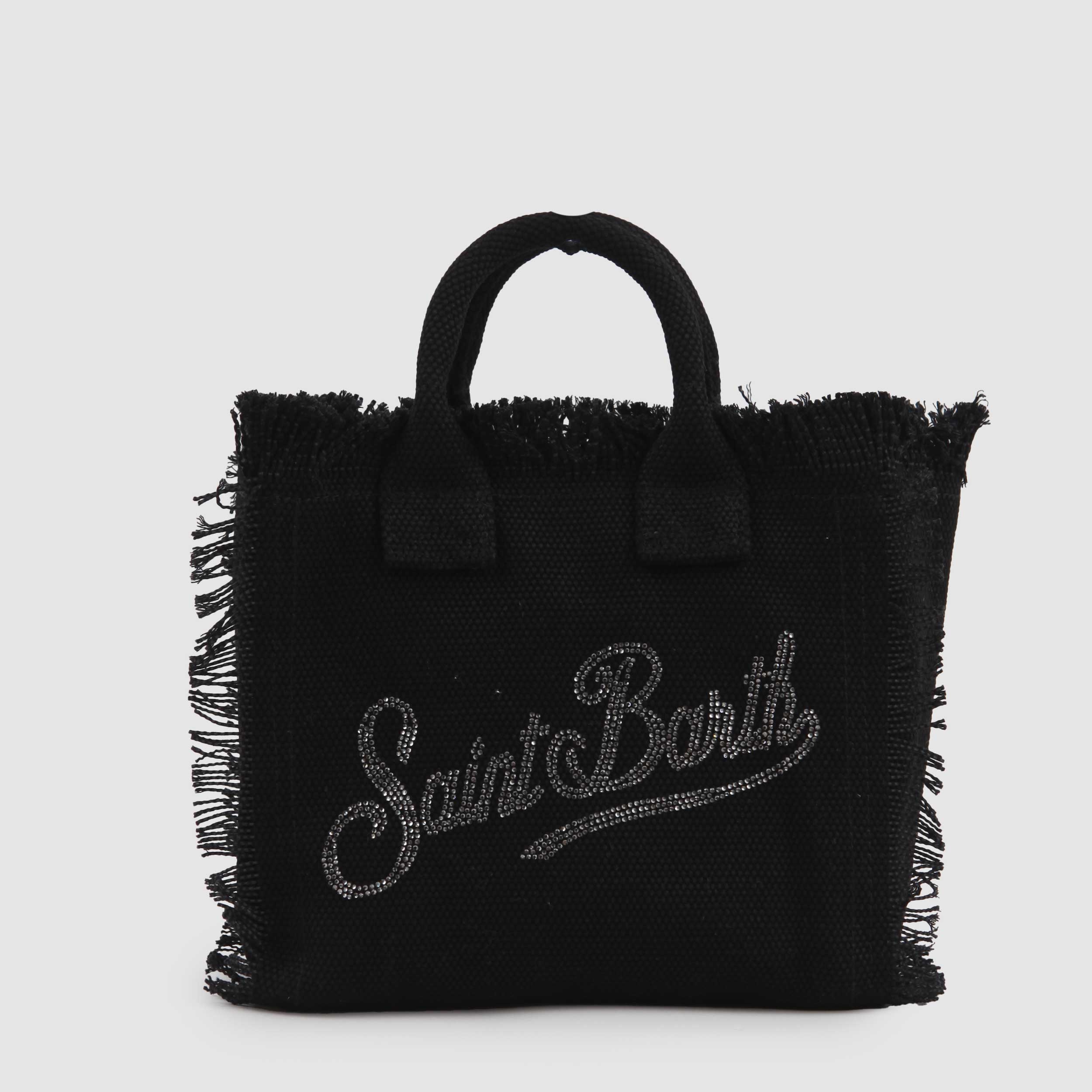 Borsa Vanity Mini Nera in Canvas con Strass Firmata MC2 SAINT BARTH