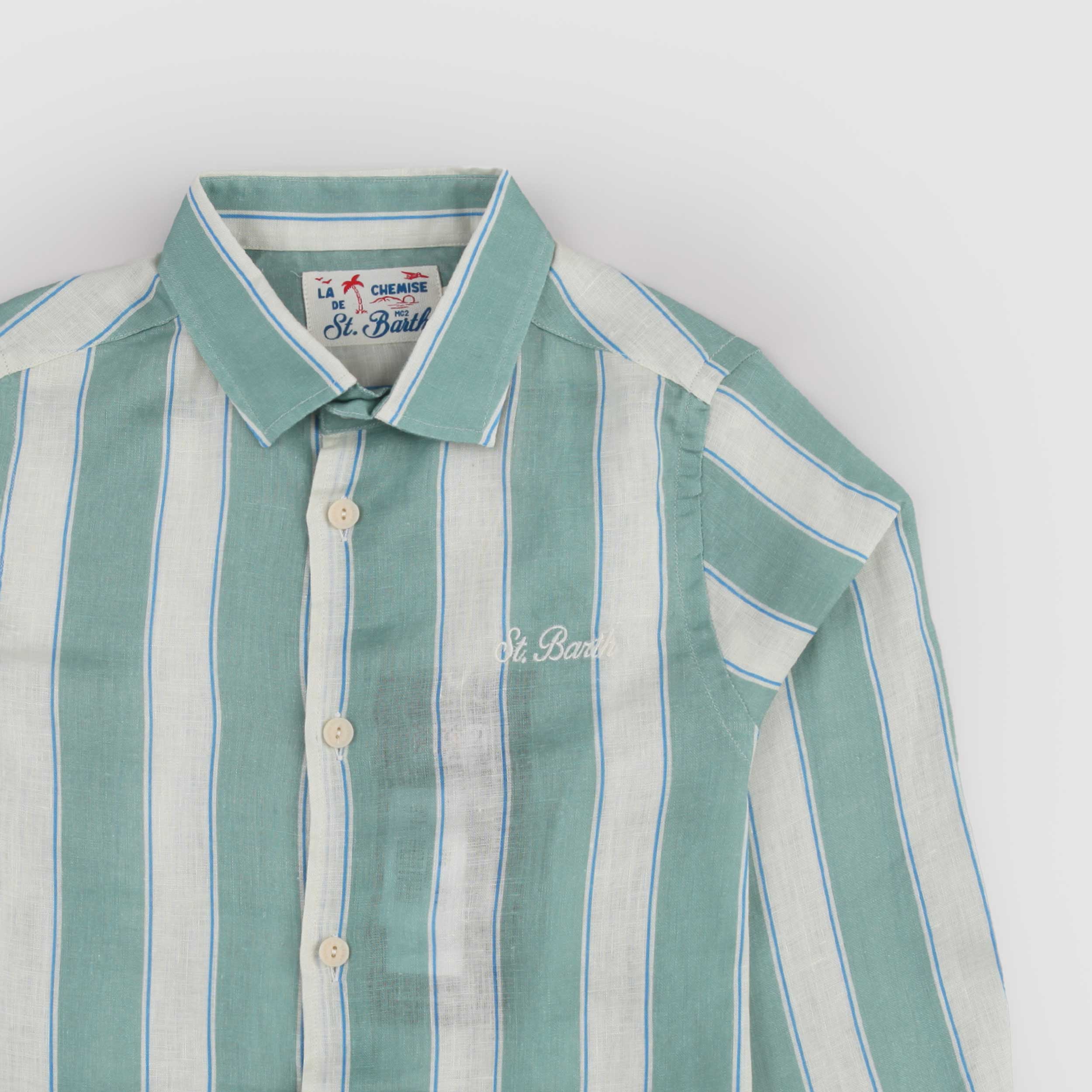 Camicia Beige e Verde in Lino Firmata MC2 SAINT BARTH