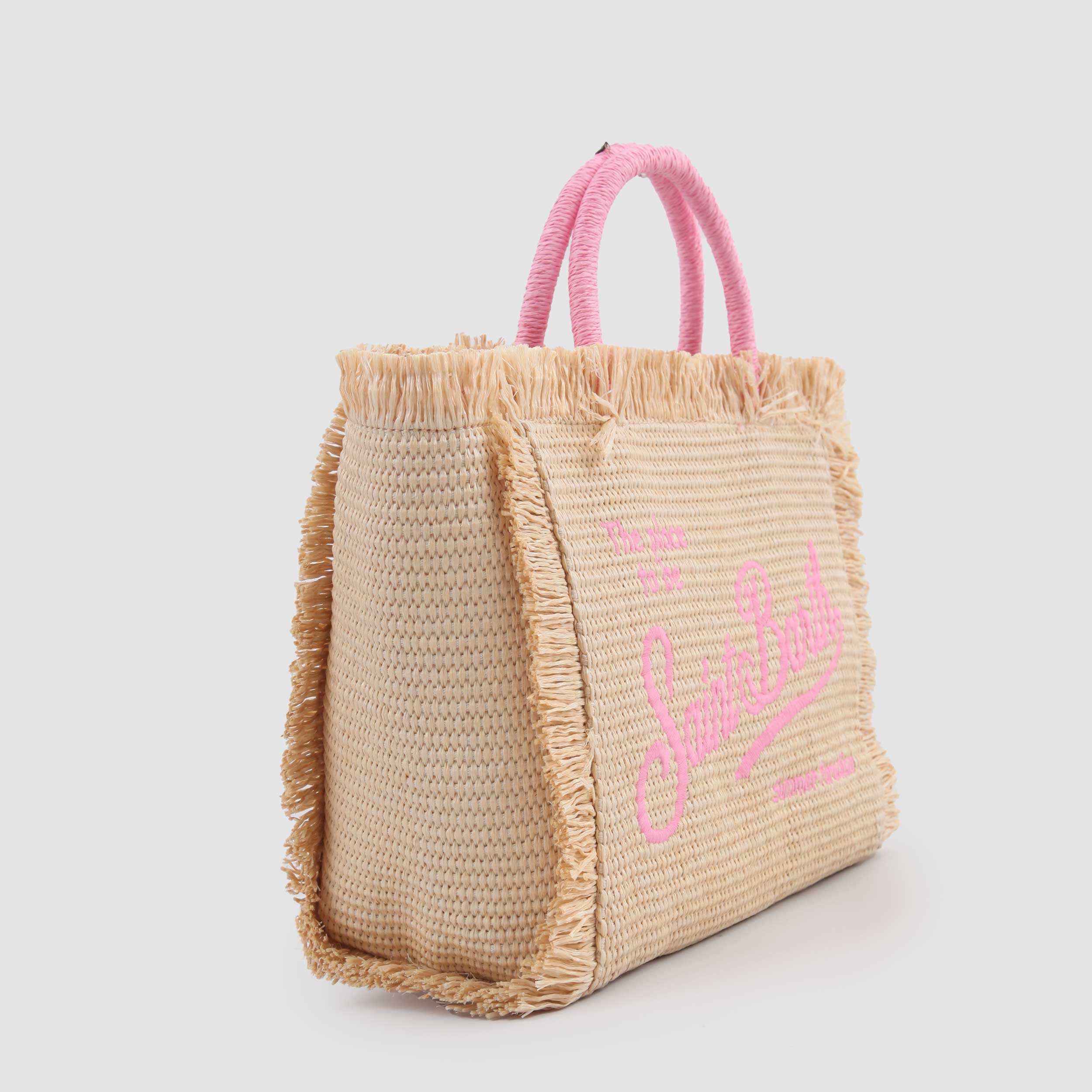 MC2 SAINT BARTH Colette Raffia Bag with Signature Print