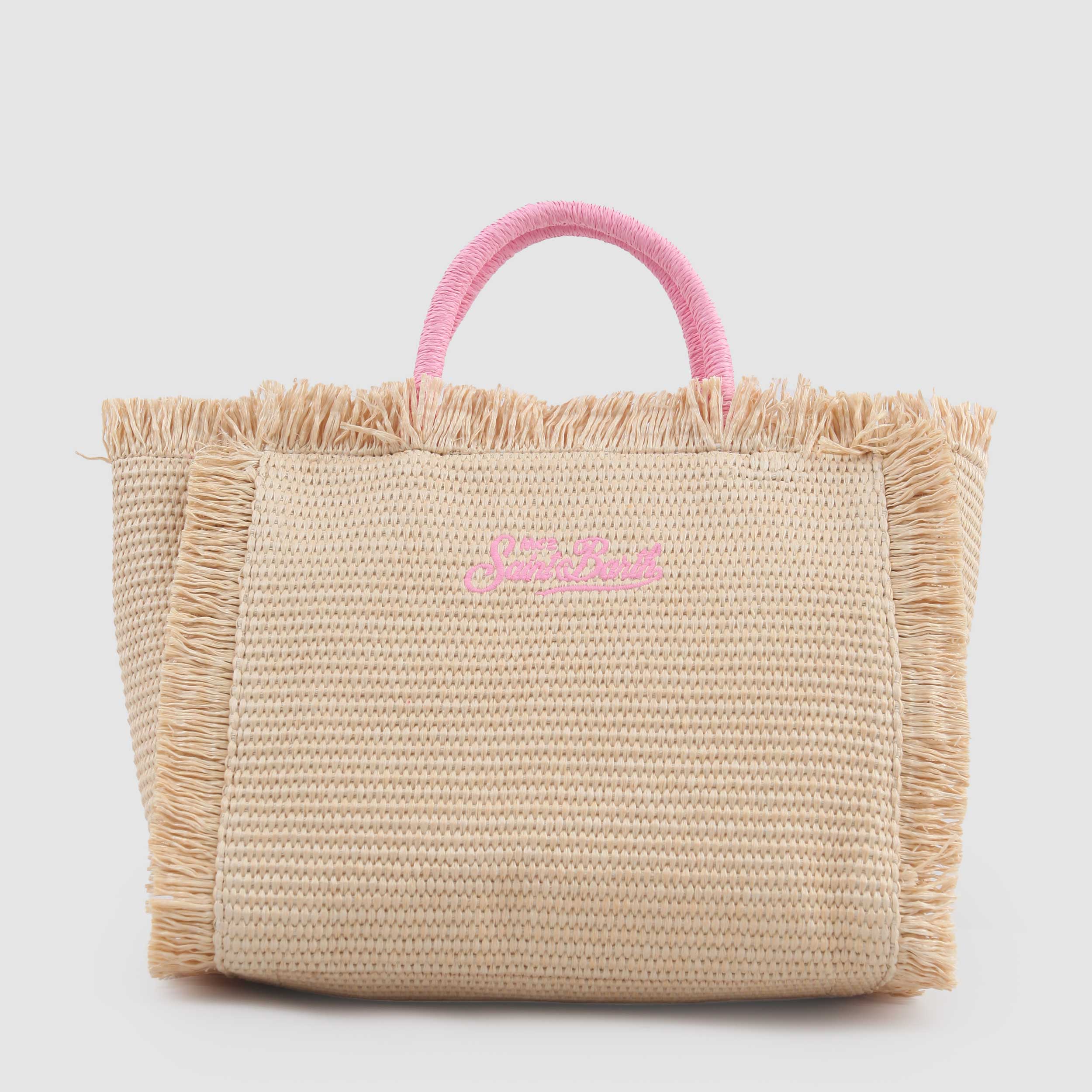 MC2 SAINT BARTH Colette Raffia Bag with Signature Print