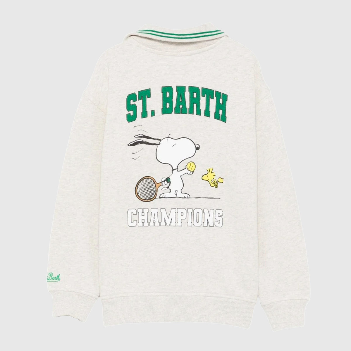 Beige Sweatshirt with Green Print for Boys MC2 SAINT BARTH