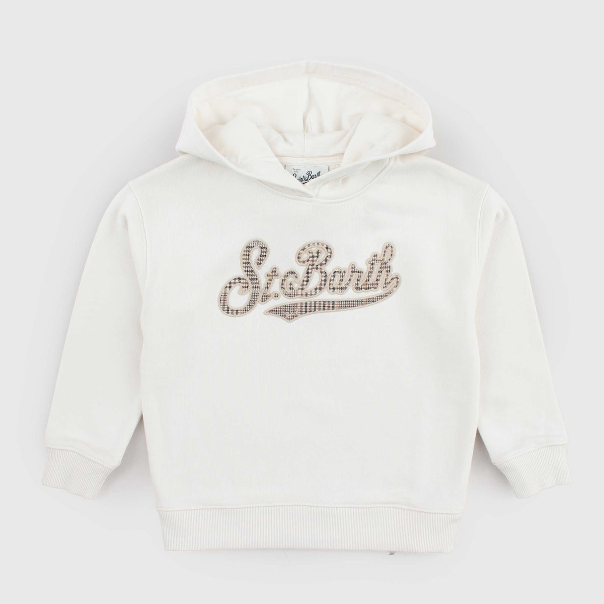 Beige Sweatshirt and Logo in Tartan Fabric By MC2 SAINT BARTH