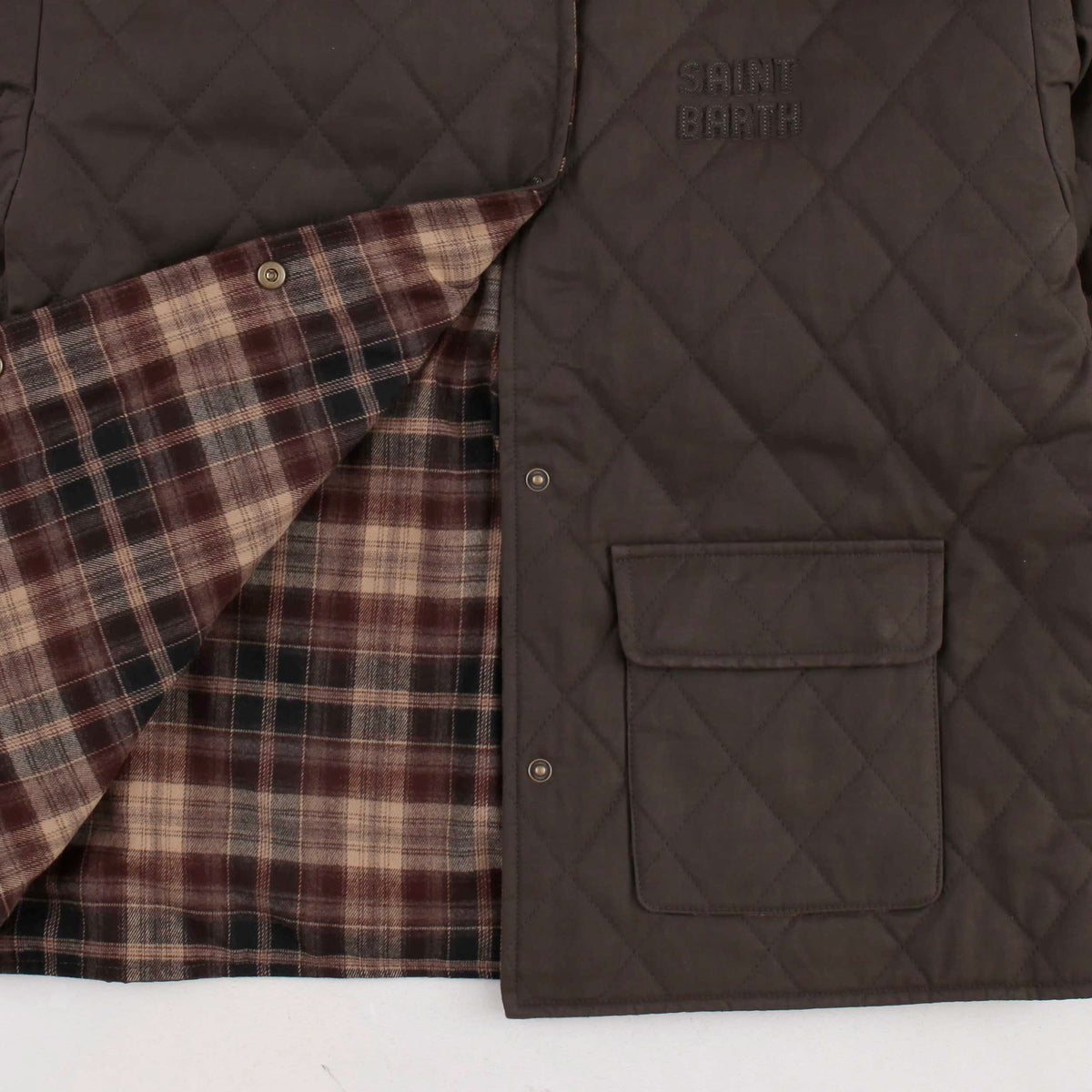 Quilted Brown Jacket for Girl MC2 SAINT BARTH