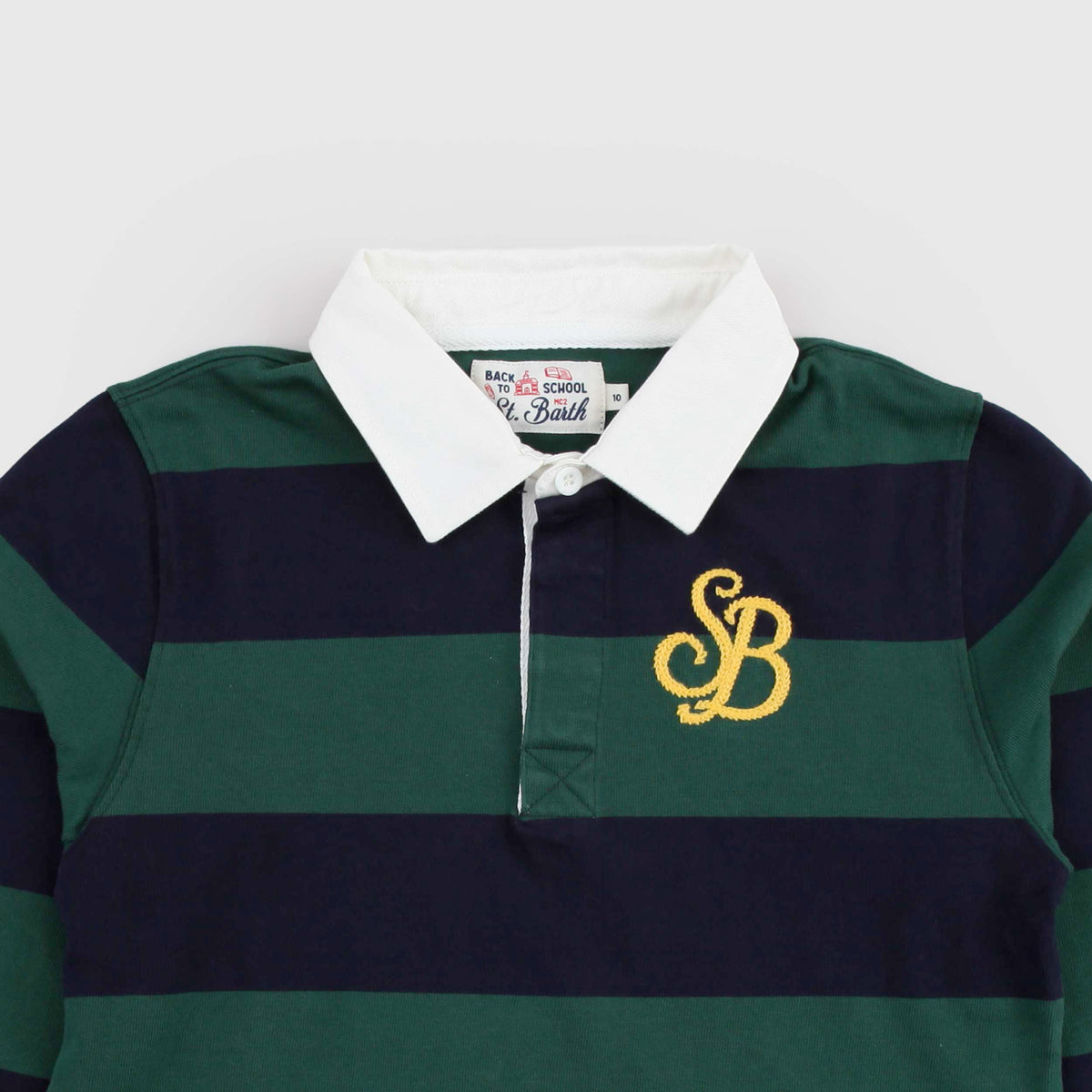 MC2 SAINT BARTH Boys' Striped Rugby Quarterback Polo Shirt