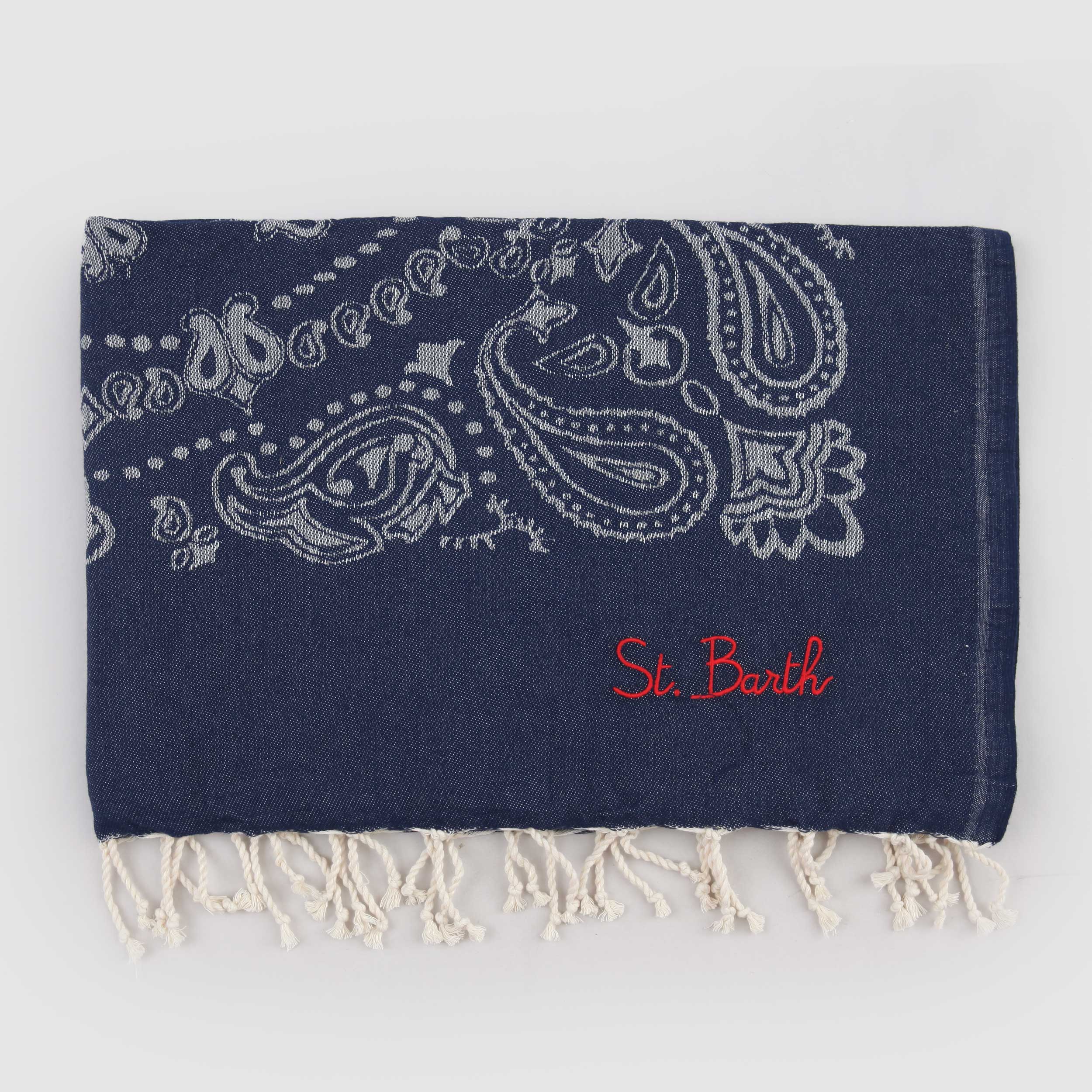 Telo Mare Blu con Scritta Rossa Firmata MC2 SAINT BARTH