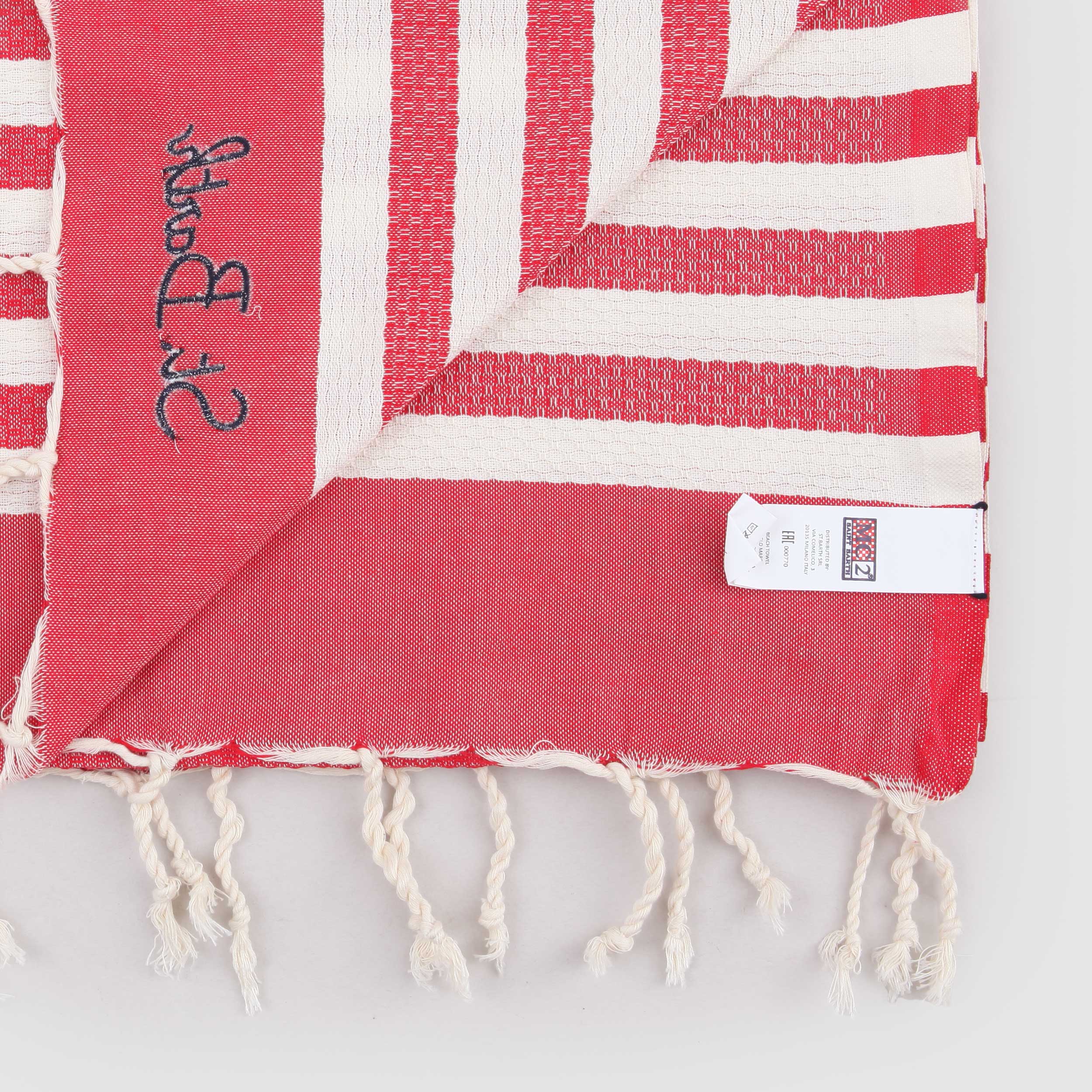 Telo Mare Rosso con Scritta Blu Firmato MC2 SAINT BARTH