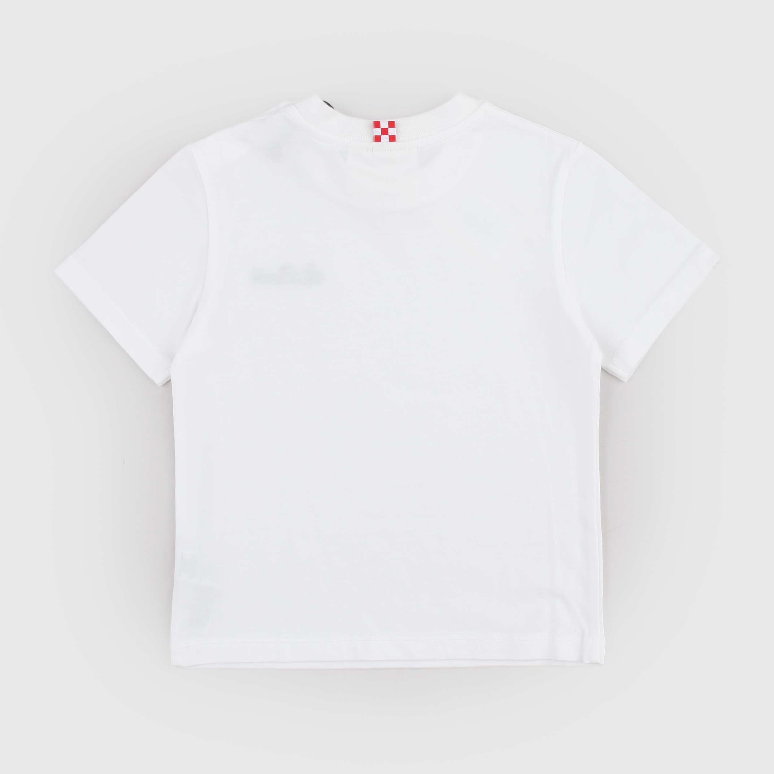 T-shirt Bianca con Scritta a Contrasto Blu Firmata MC2 SAINT BARTH