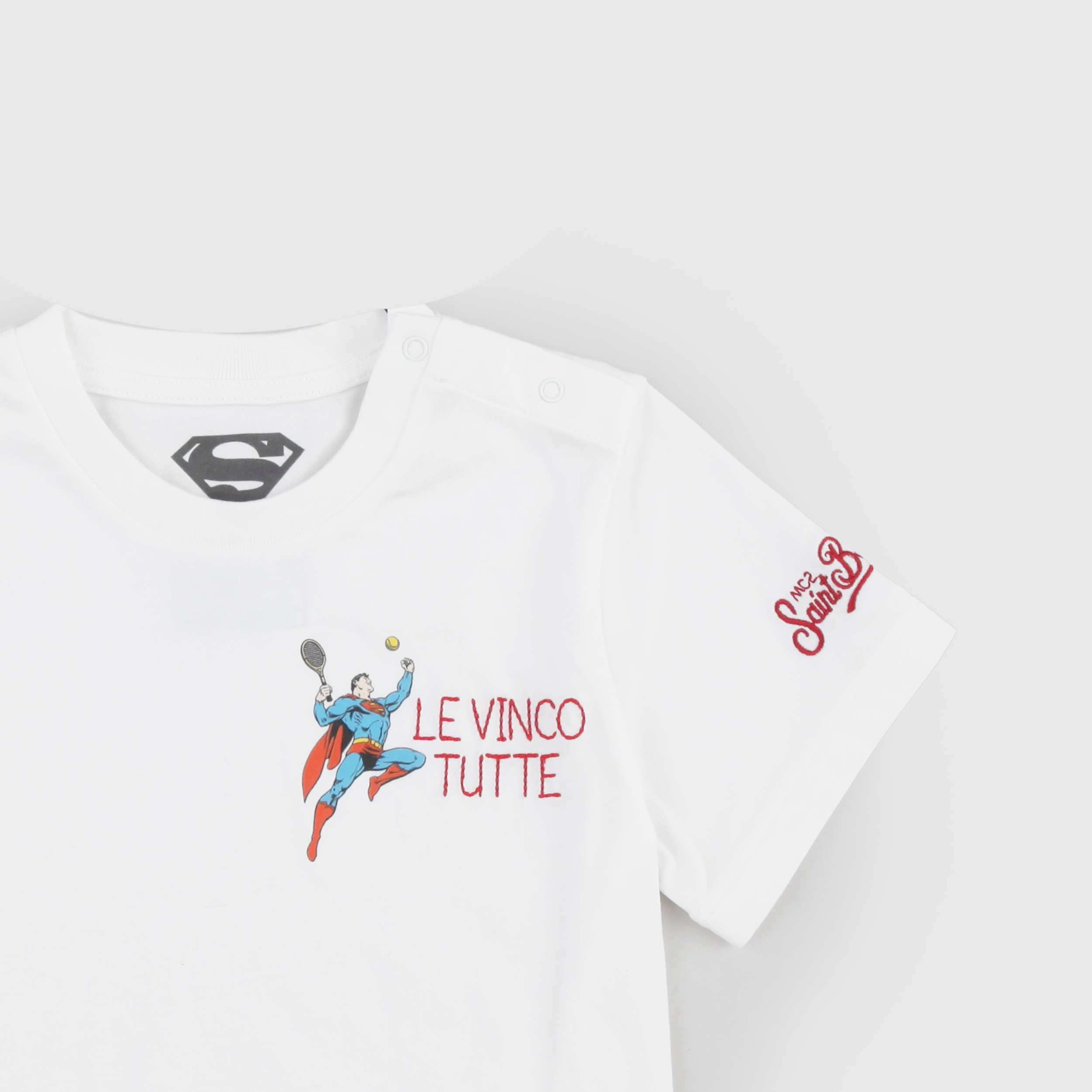 T-shirt Bianca con Bottoni Firmata MC2 SAINT BARTH