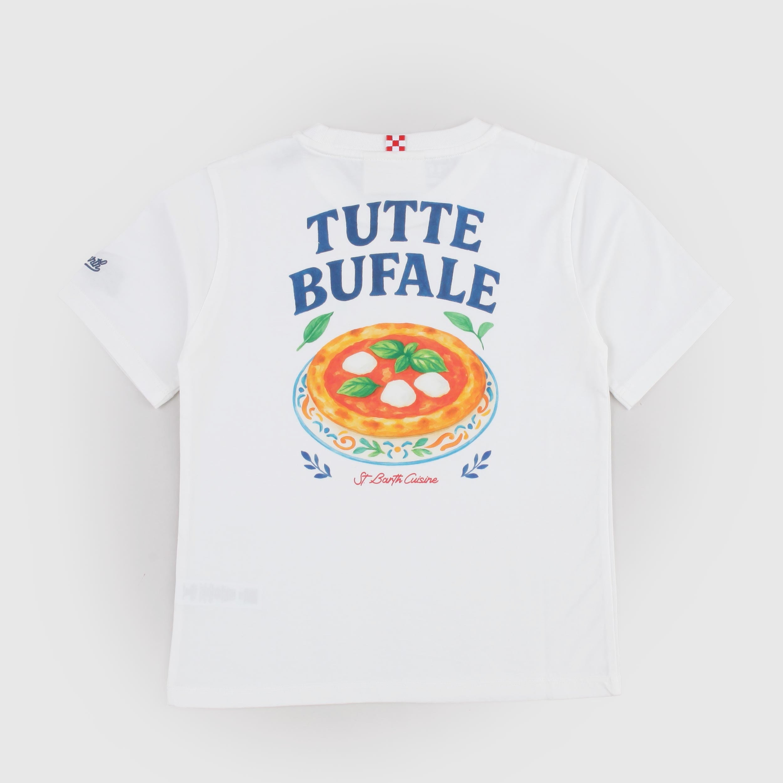 T-shirt Bianca con Scritta Azzurra Firmata MC2 SAINT BARTH