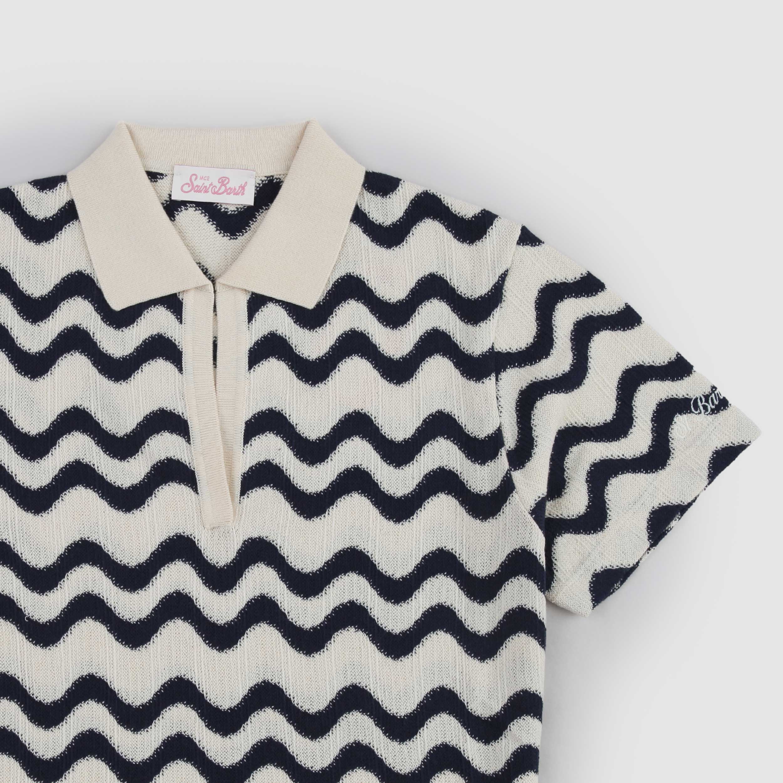 Polo Beige e Blu Firmata MC2 SAINT BARTH