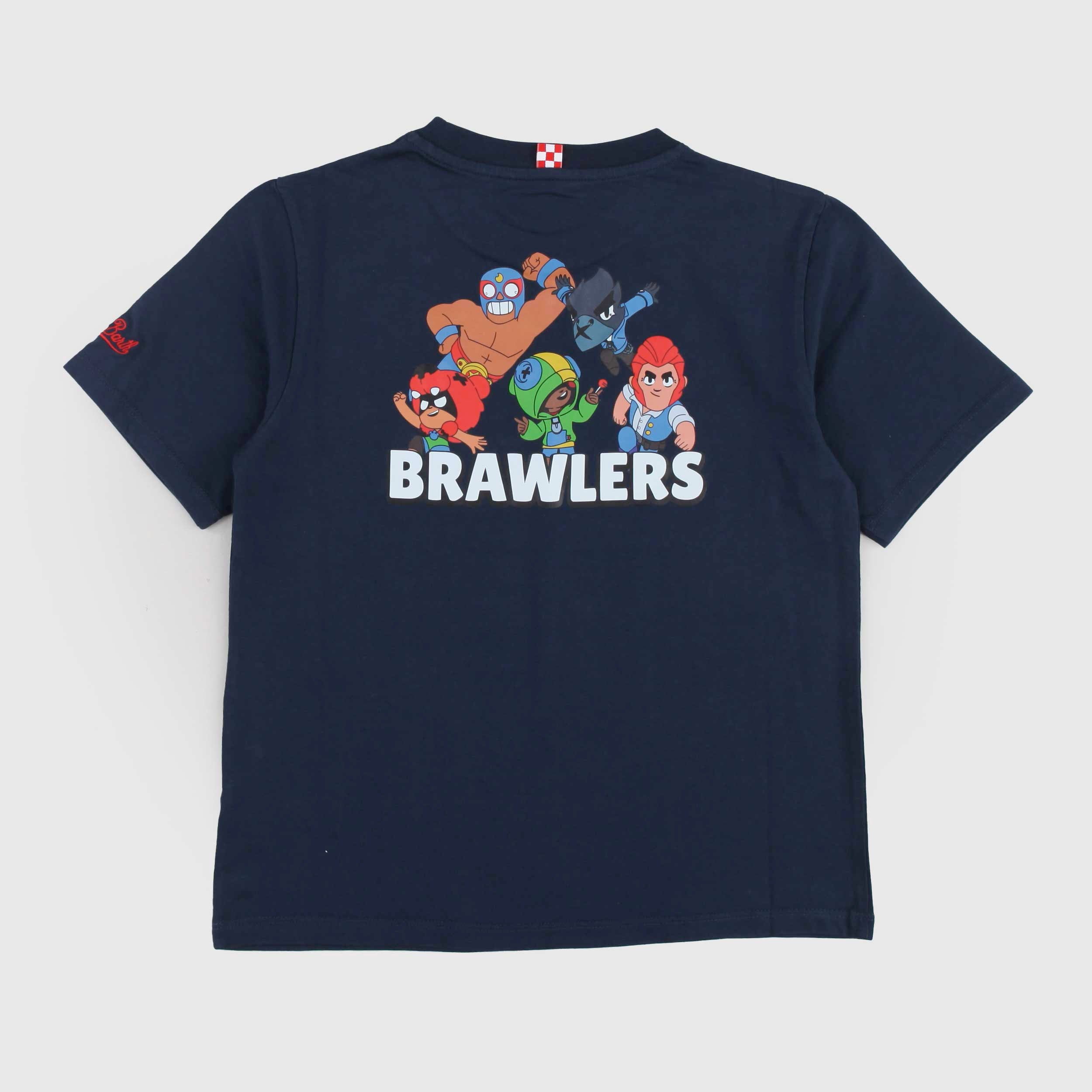 T-shirt Blu con Stampa e Scritta Colorata Firmata MC2 SAINT BARTH