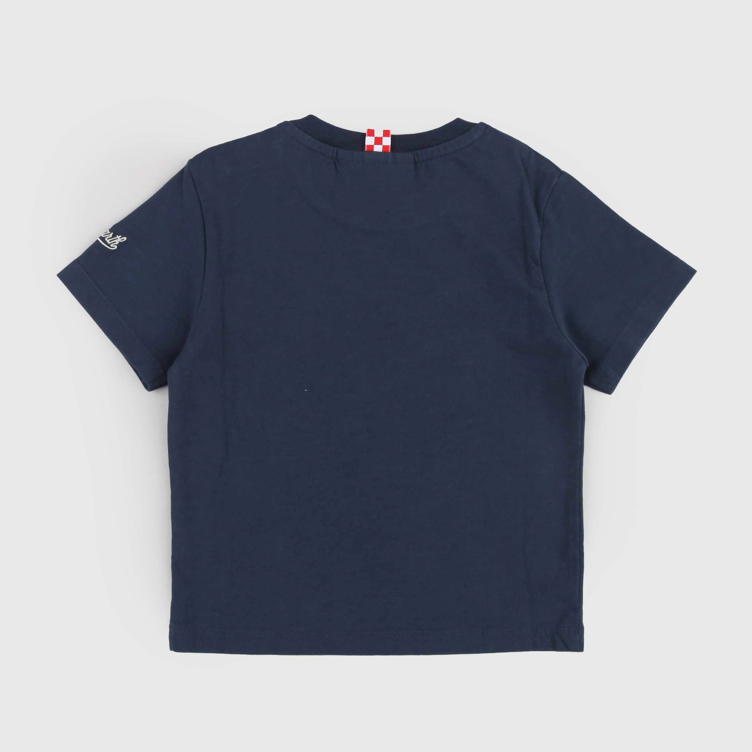 T-shirt Blu con Ancora Rossa Firmata MC2 SAINT BARTH