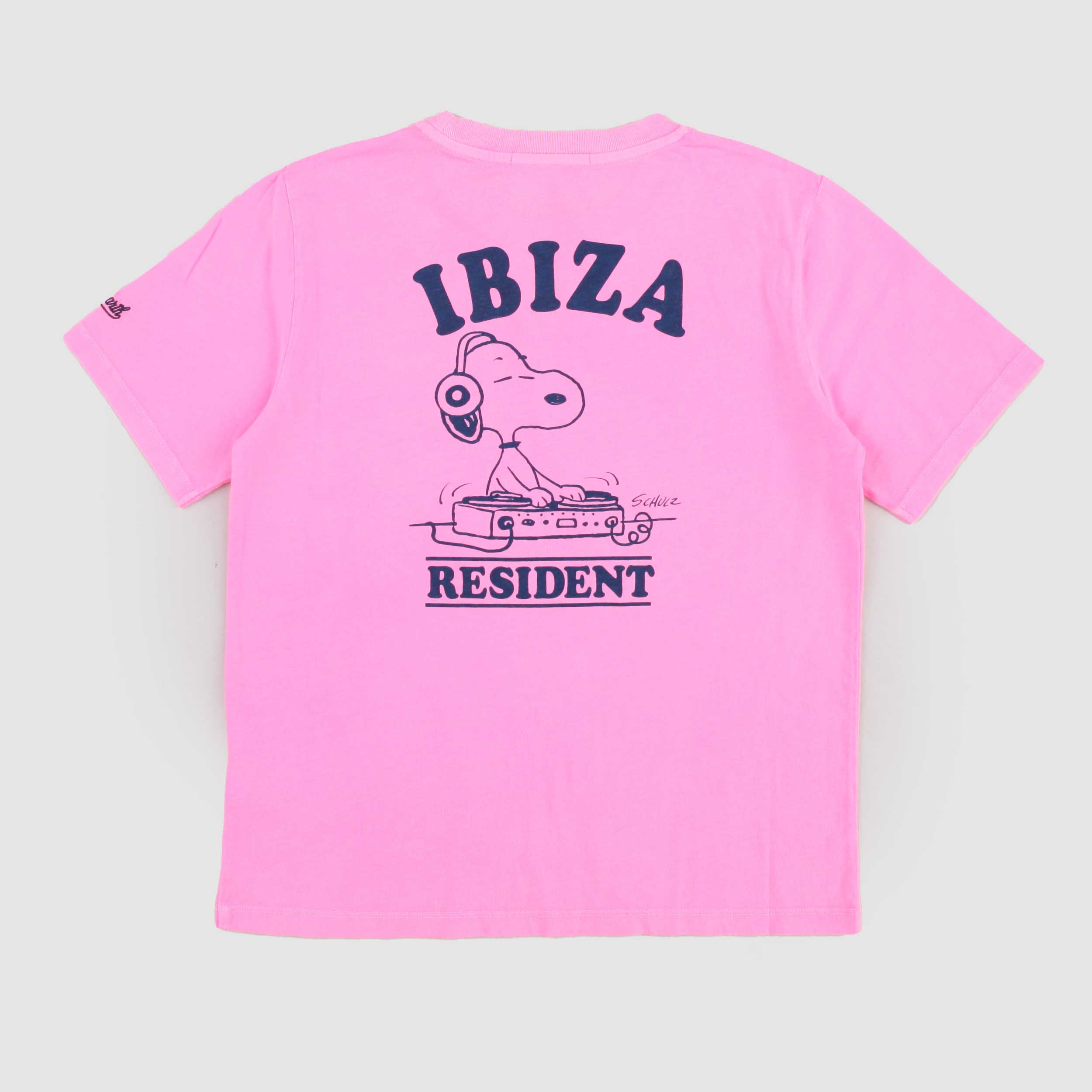 T-shirt Rosa con Scritta Iconica Blu Firmata MC2 SAINT BARTH