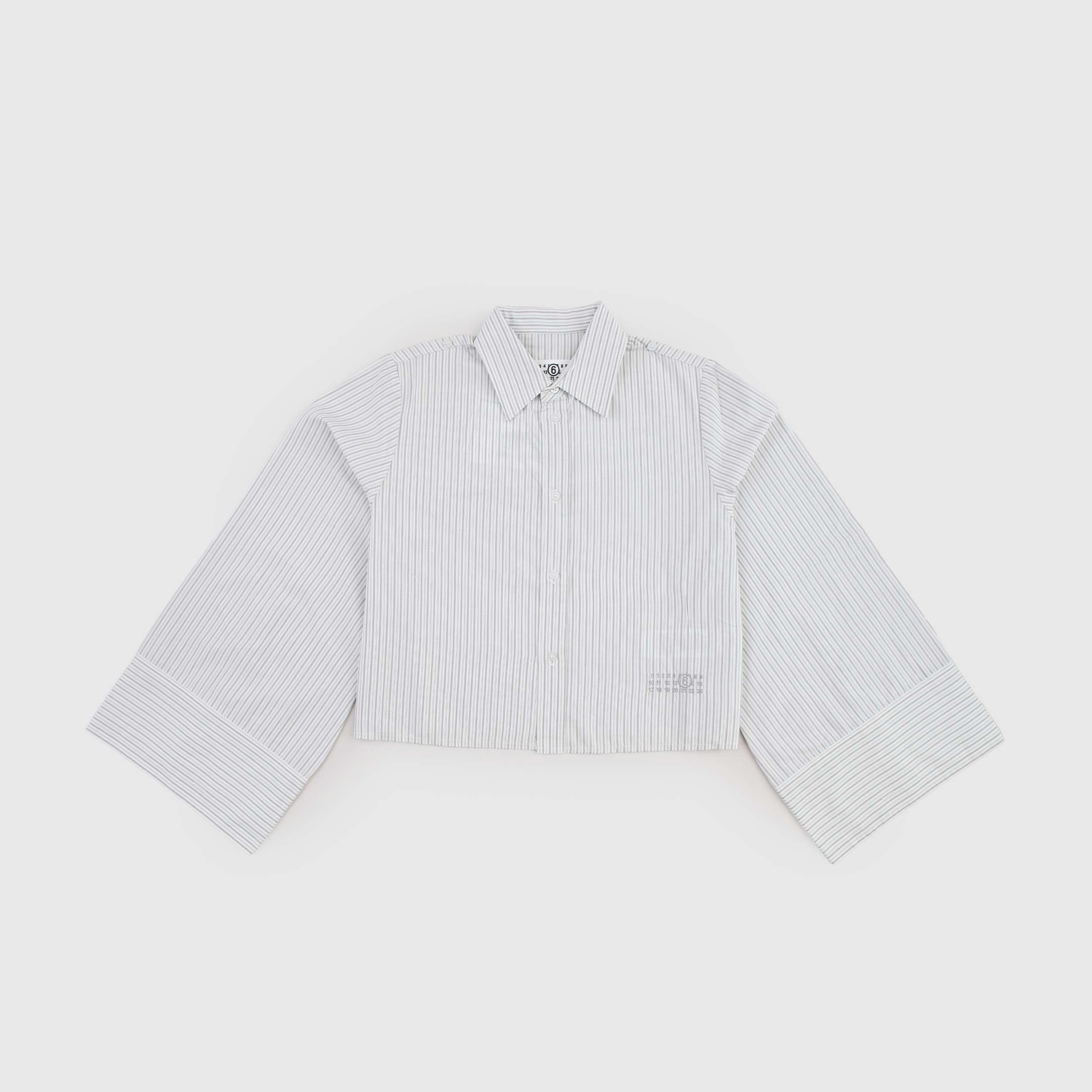 Camicia Bianca e Grigia Modello Cropped a Righe By MM6