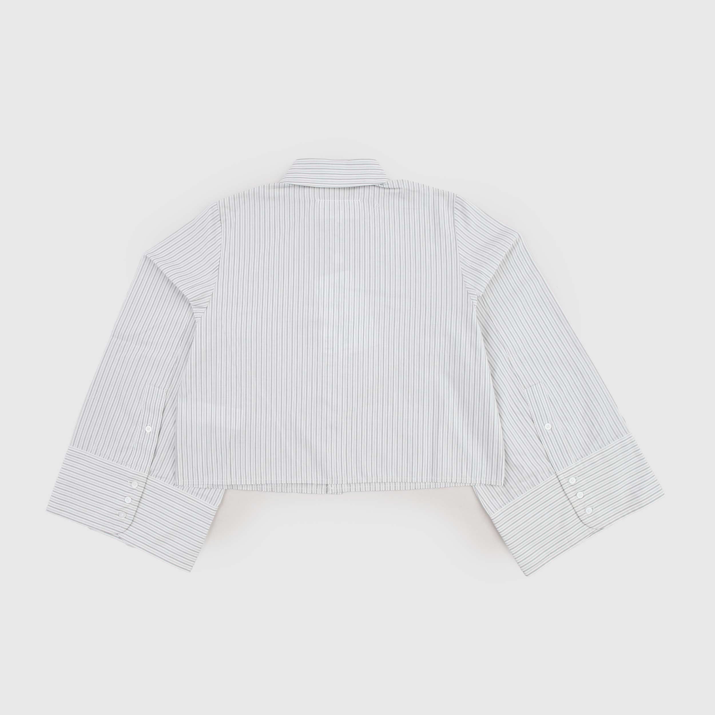 Camicia Bianca e Grigia Modello Cropped a Righe By MM6