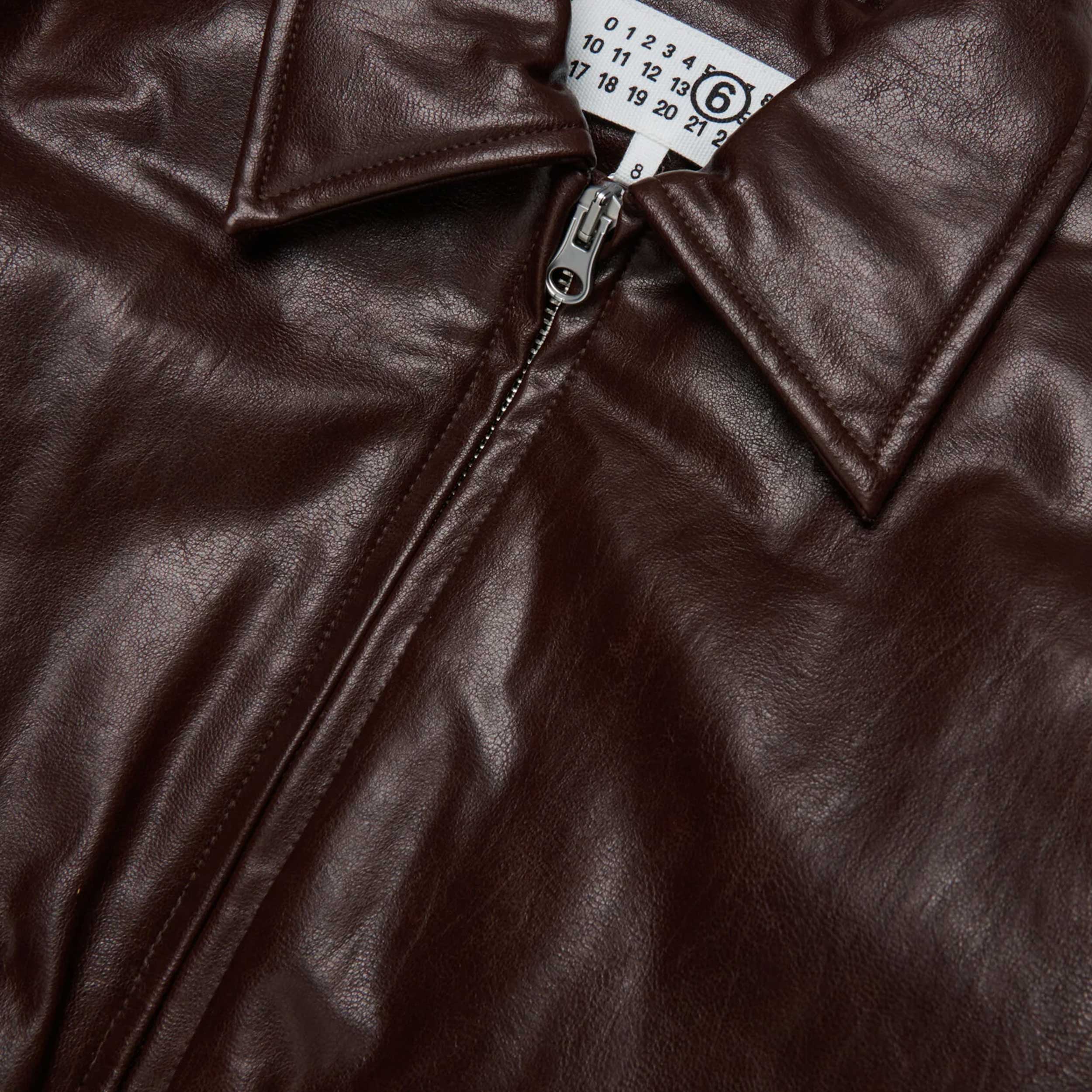 Giacca Biker Marrone in Tessuto Spalmato Firmata MM6