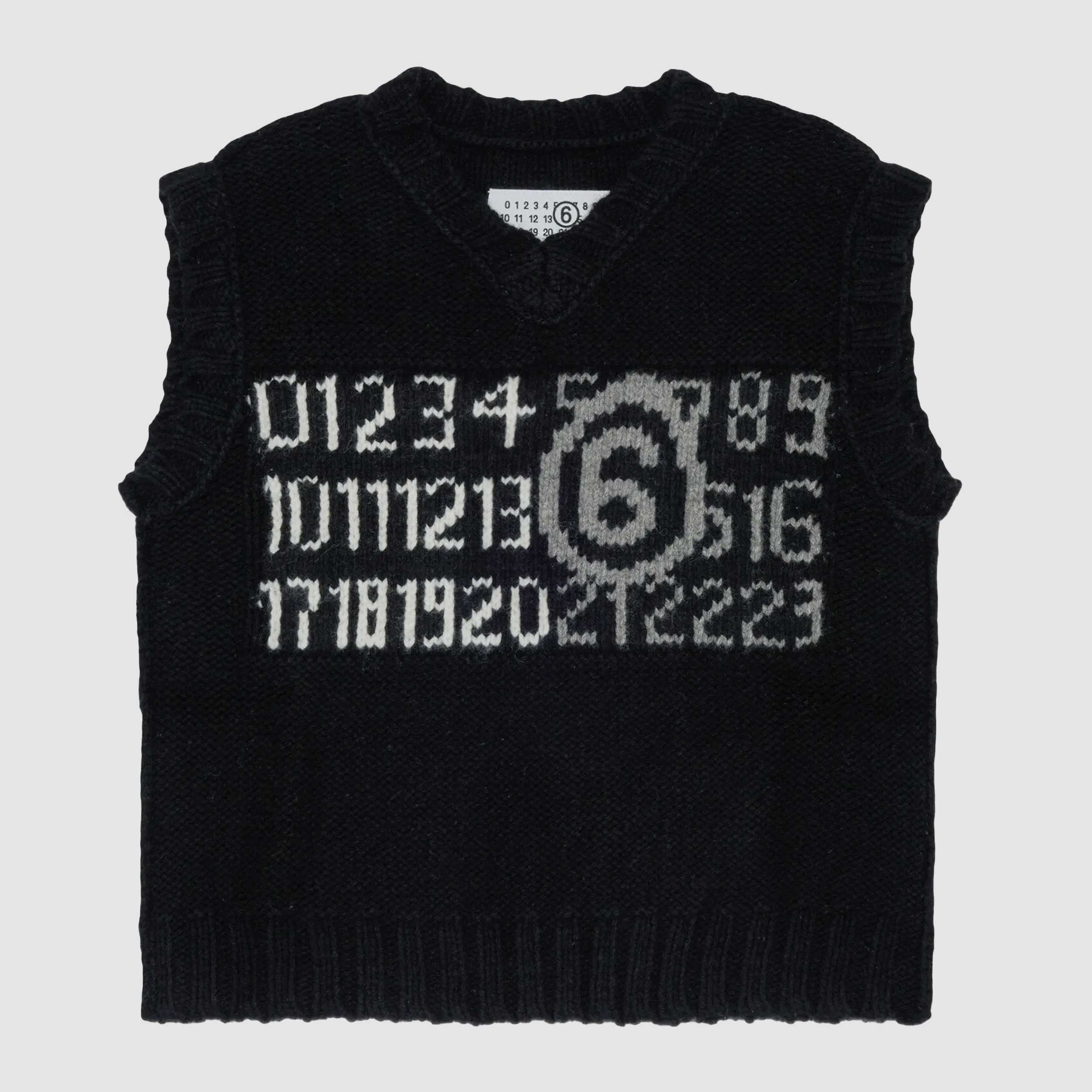 V-Neck Vest with Numeric Logo for Girl by MM6