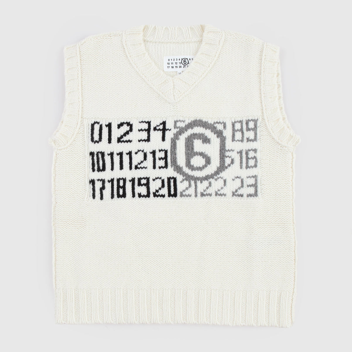Gilet Panna con Scollo e Logo Numeric per Ragazza by MM6