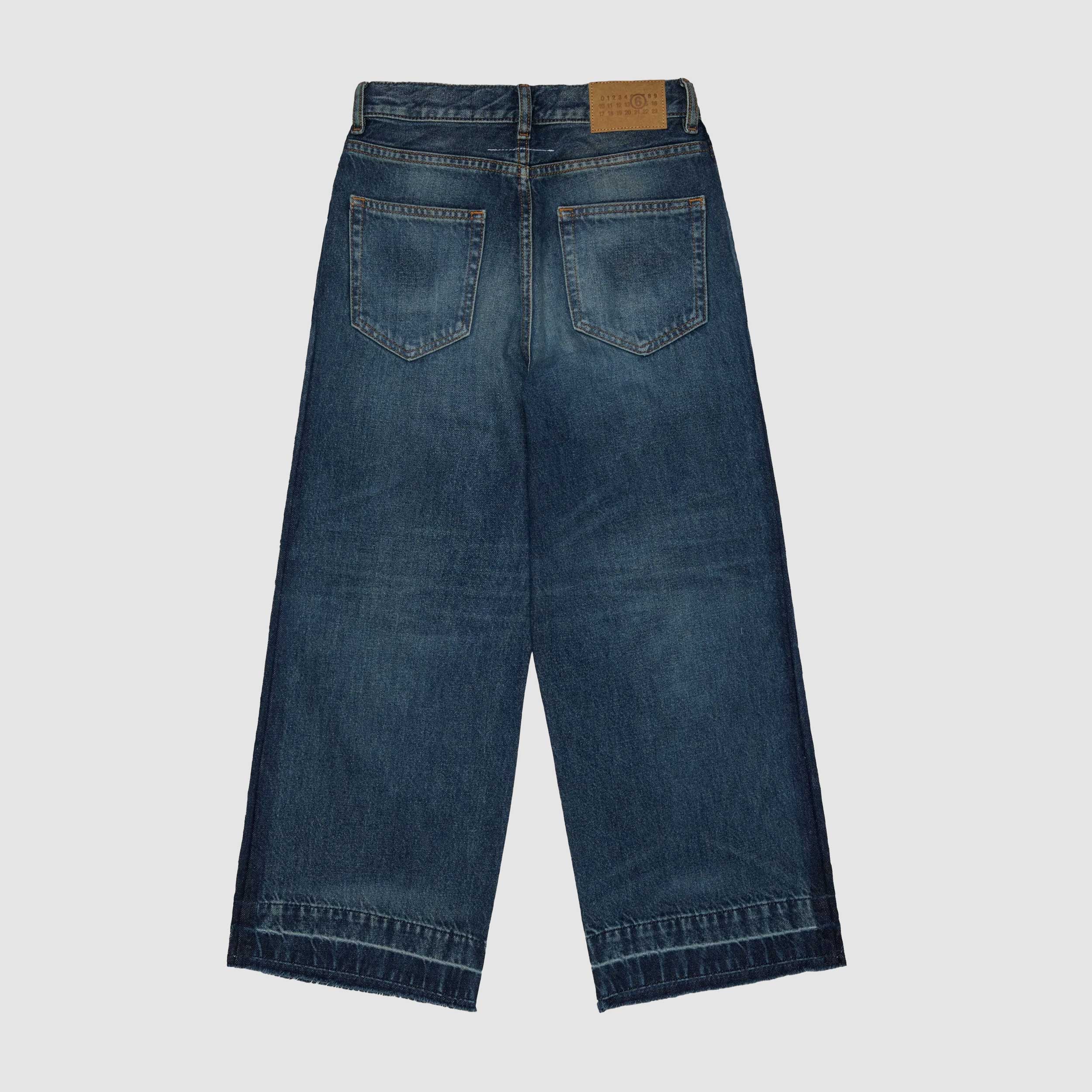Wide Leg Denim Jeans for Girl Signed MM6