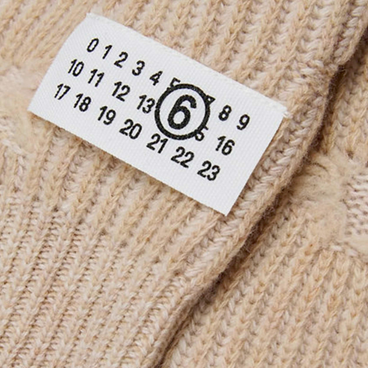 Beige Color Knit Pullover for Girl Signed MM6