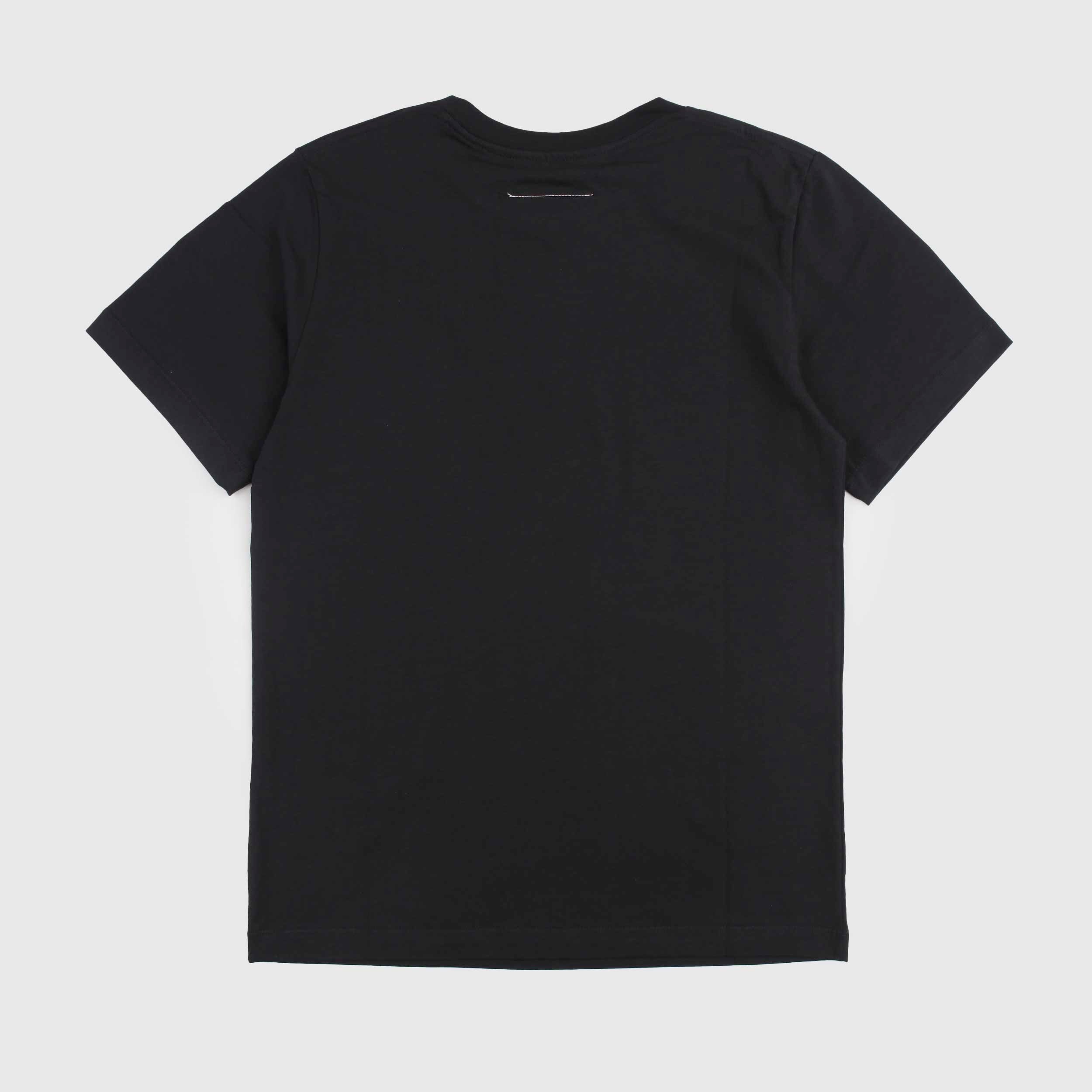 T-shirt Nera Con Targhetta Iconica Firmata MM6