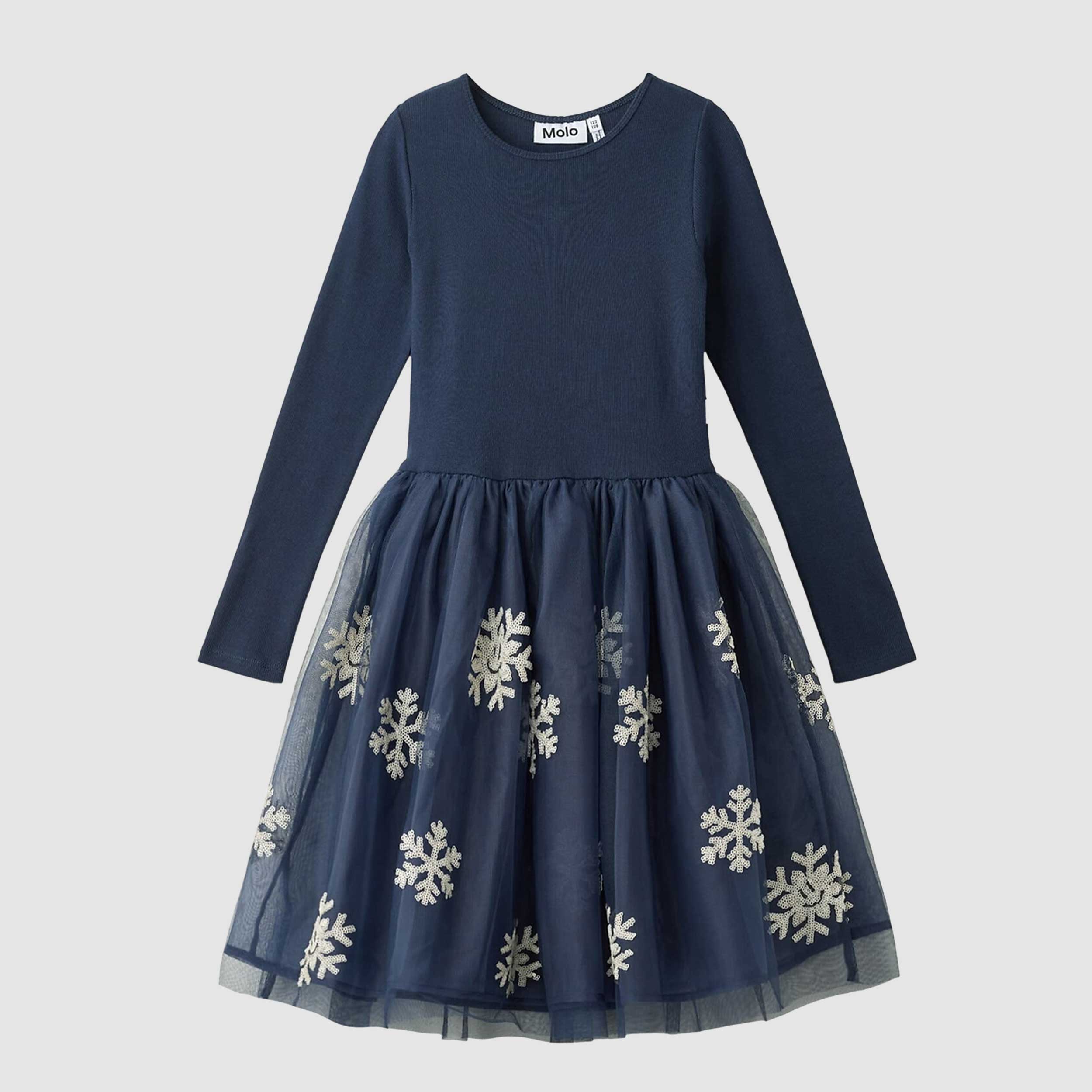 Abito Blu in Cotone con Tulle per Bambina by MOLO