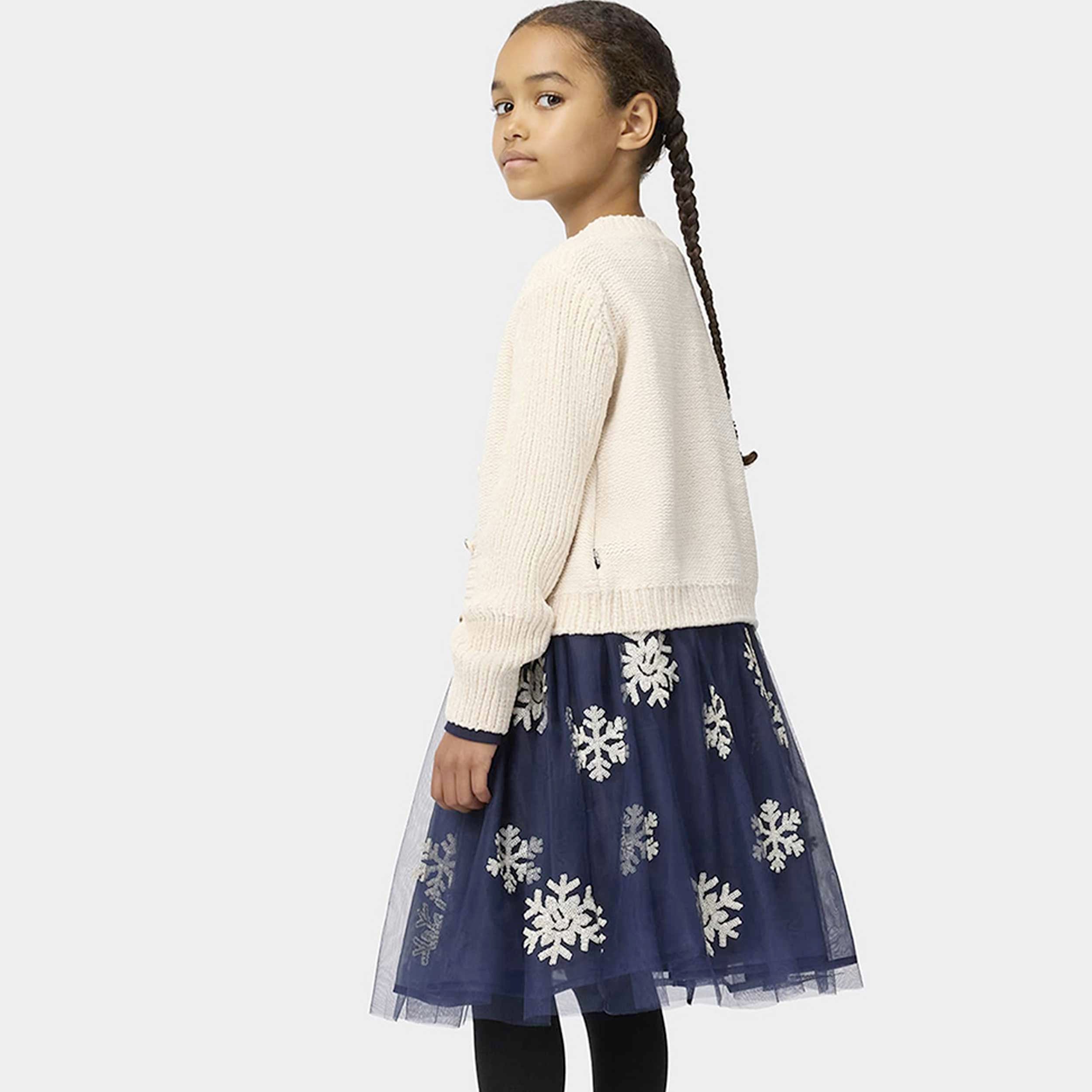 Abito Blu in Cotone con Tulle per Bambina by MOLO